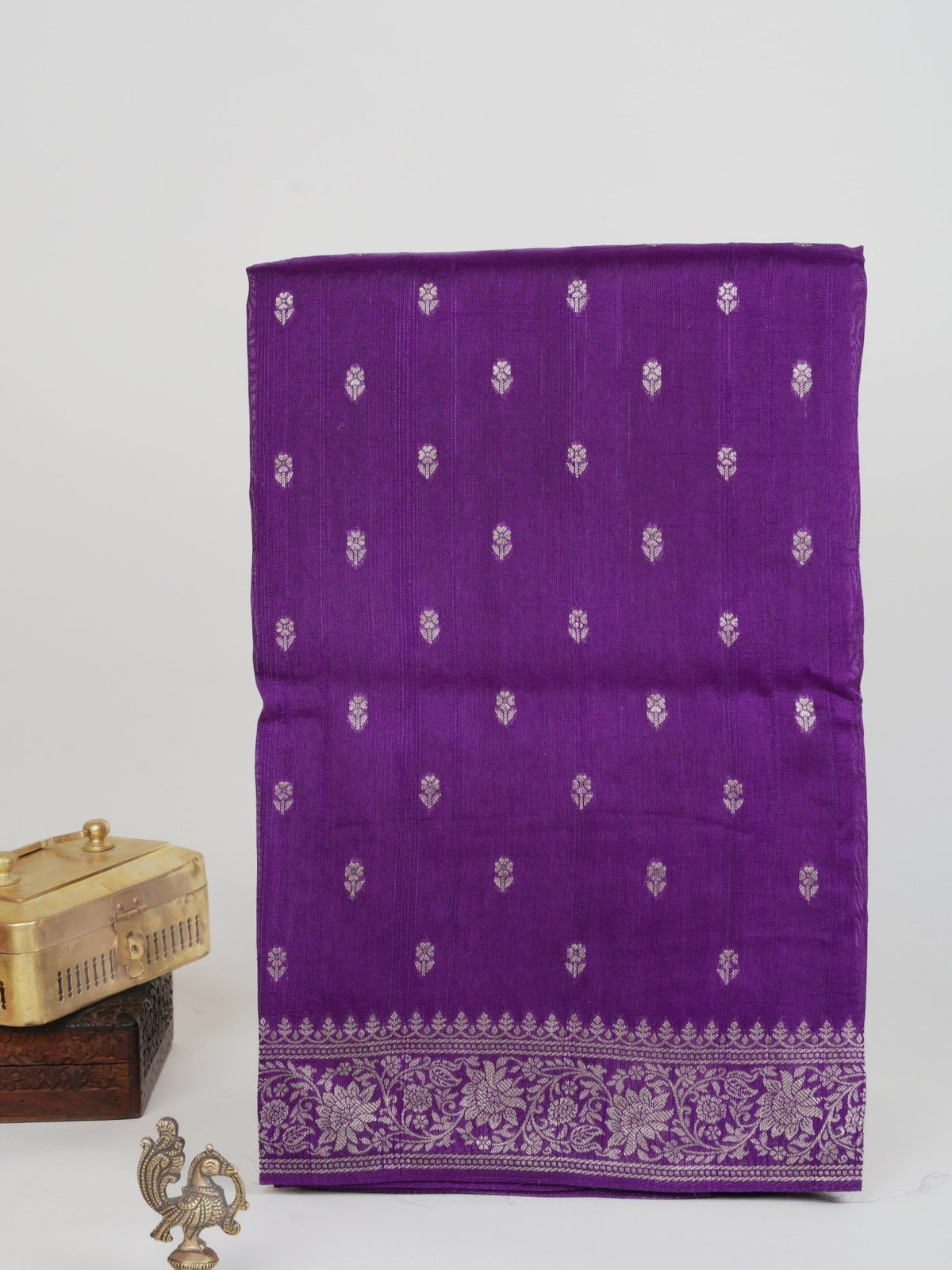 Georgette Purple Tussar Georgette - Manoranjitham Weaves - Handloom Store