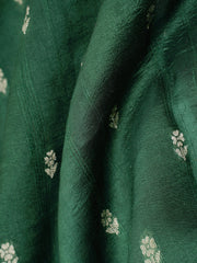 Georgette Green Tussar Georgette Manoranjitham Weaves - Handloom Store