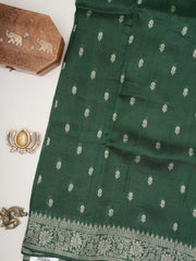 Georgette Green Tussar Georgette Manoranjitham Weaves - Handloom Store