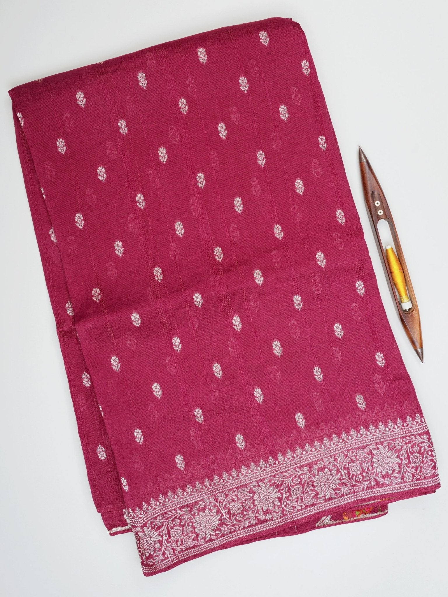 Georgette Maroon Tussar Georgette - Manoranjitham Weaves - Handloom Store