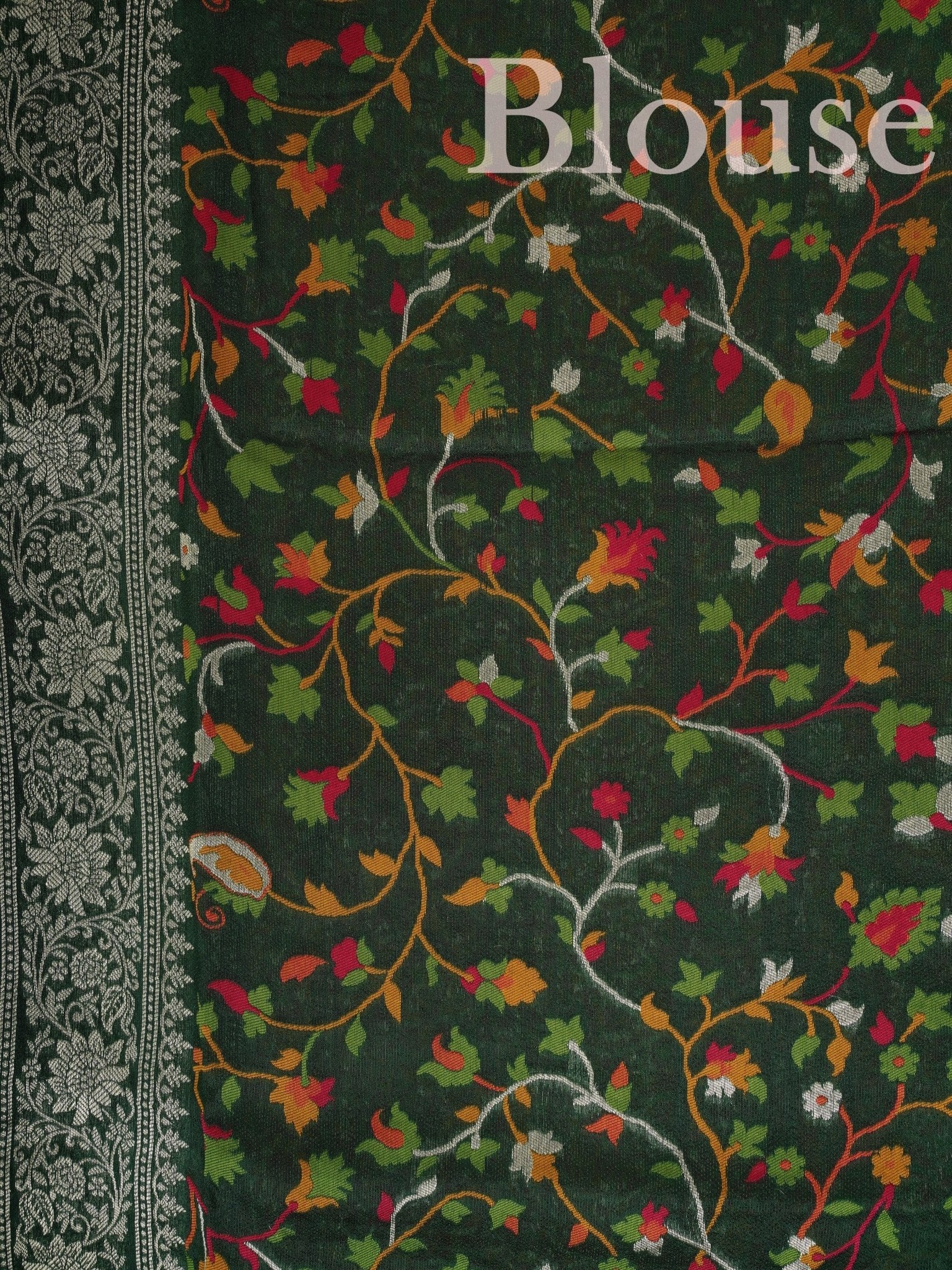 Georgette Green Tussar Georgette Manoranjitham Weaves - Handloom Store