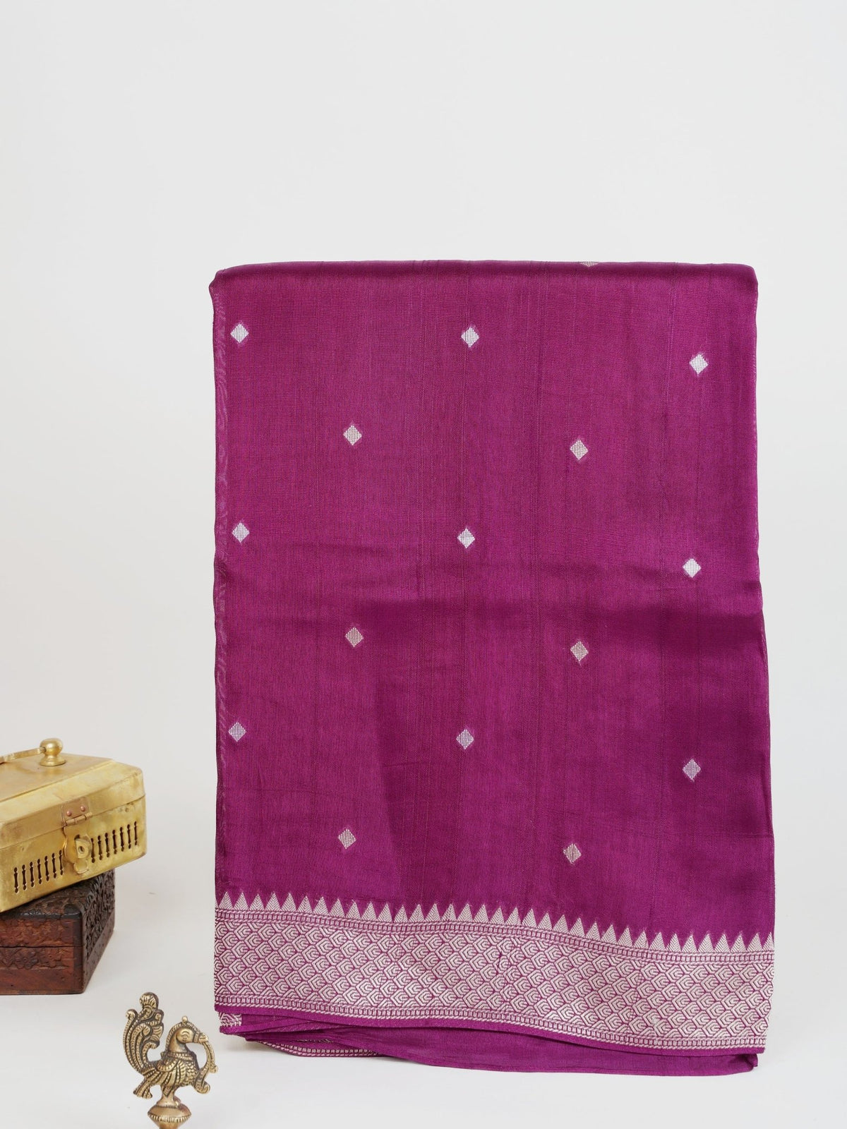 Georgette Violet Tussar Georgette - Manoranjitham Weaves - Handloom Store