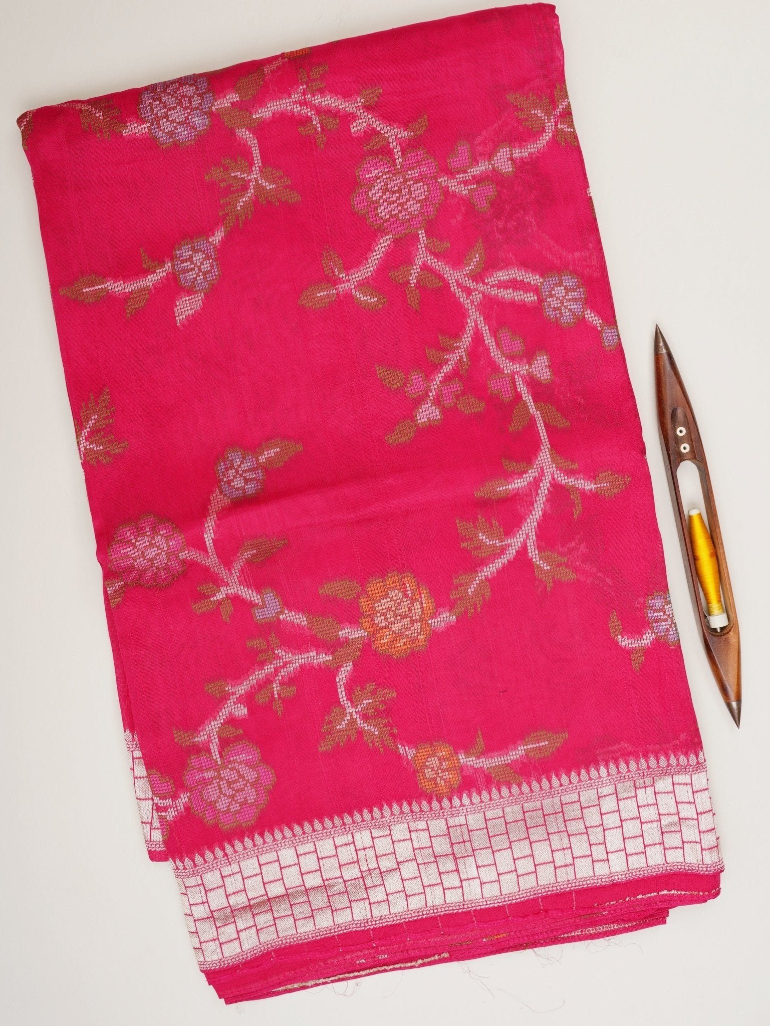 Georgette Pink Tussar Georgette - Manoranjitham Weaves - Handloom Store
