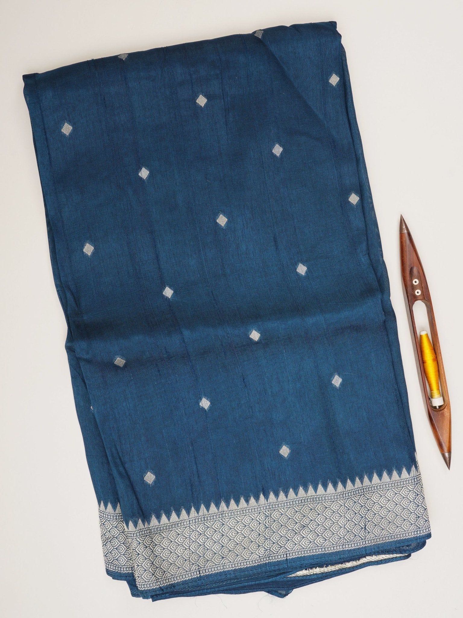 Georgette Peacock Blue Tussar Georgette - Manoranjitham Weaves - Handloom Store