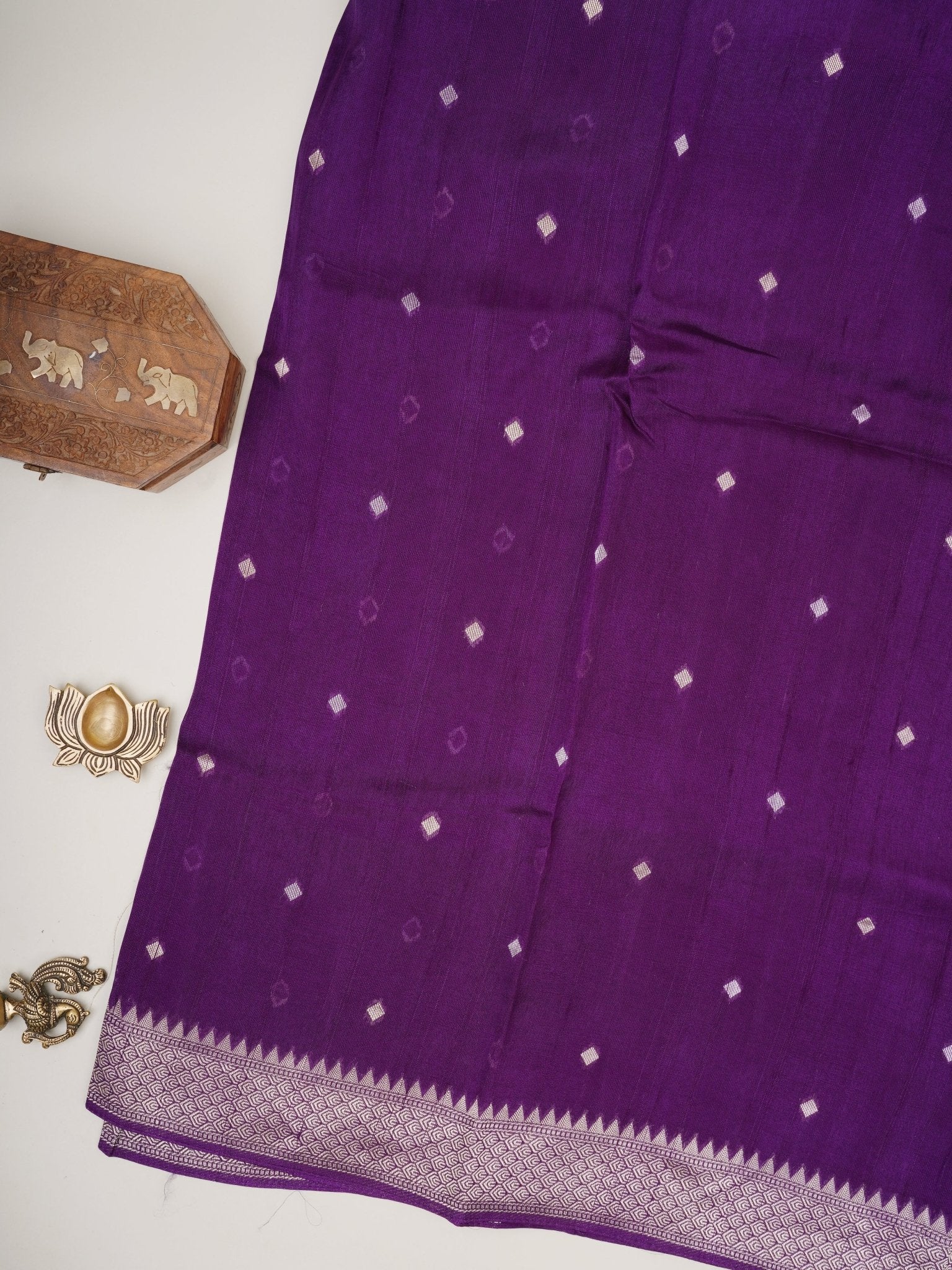 Georgette Violet Tussar Georgette - Manoranjitham Weaves - Handloom Store
