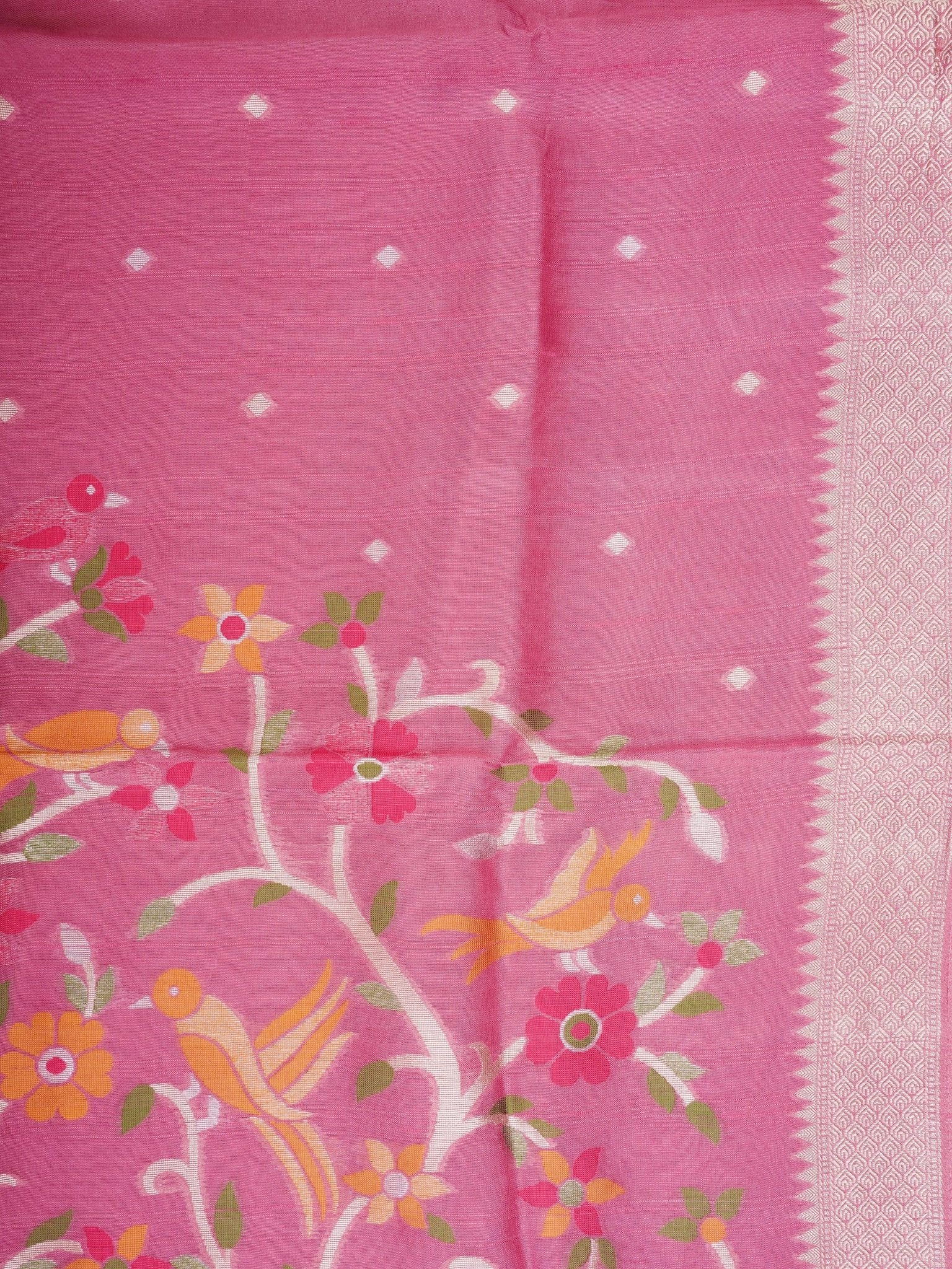 Georgette Baby Pink Tussar Georgette - Manoranjitham Weaves - Handloom Store
