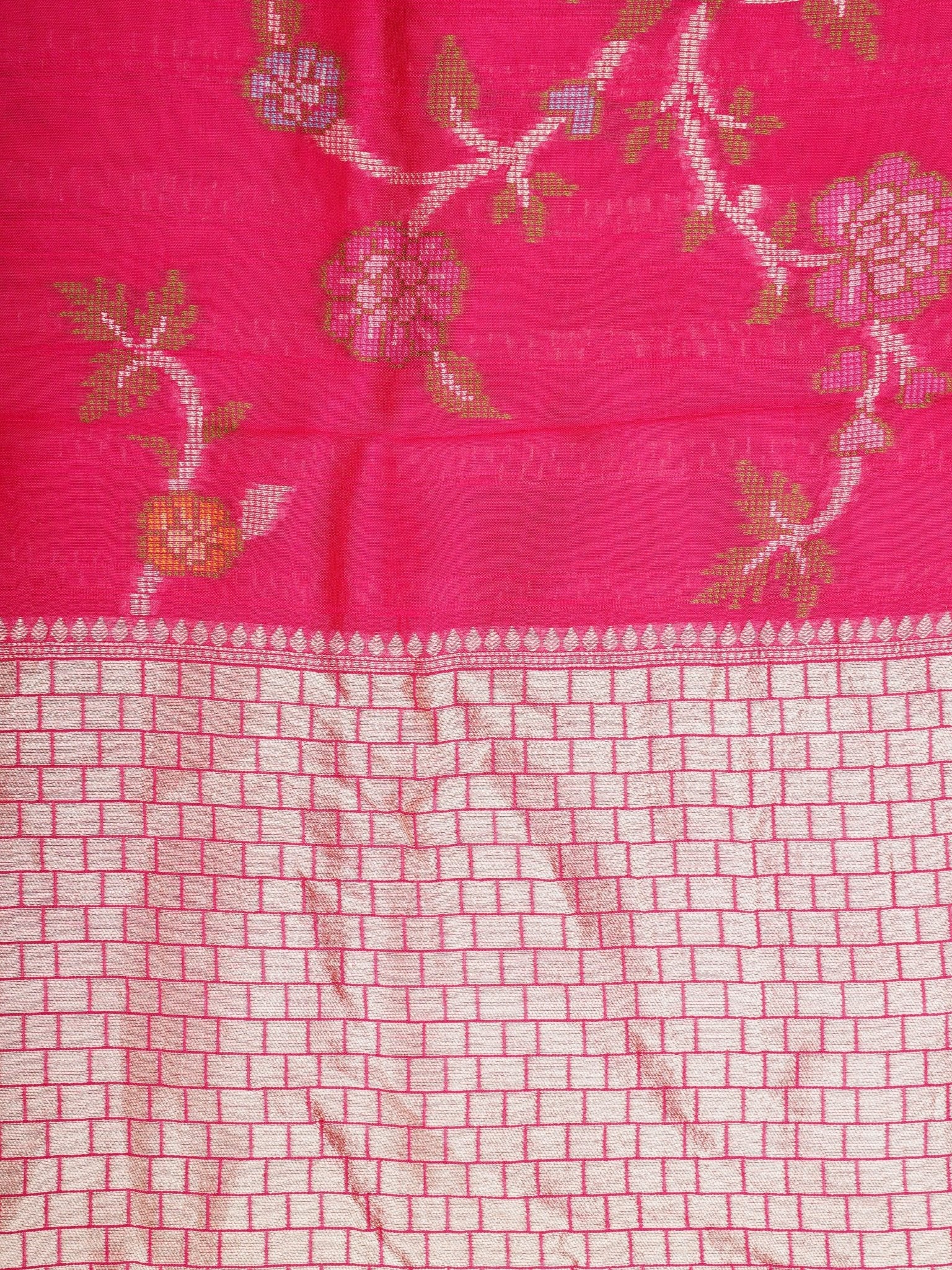 Georgette Pink Tussar Georgette - Manoranjitham Weaves - Handloom Store