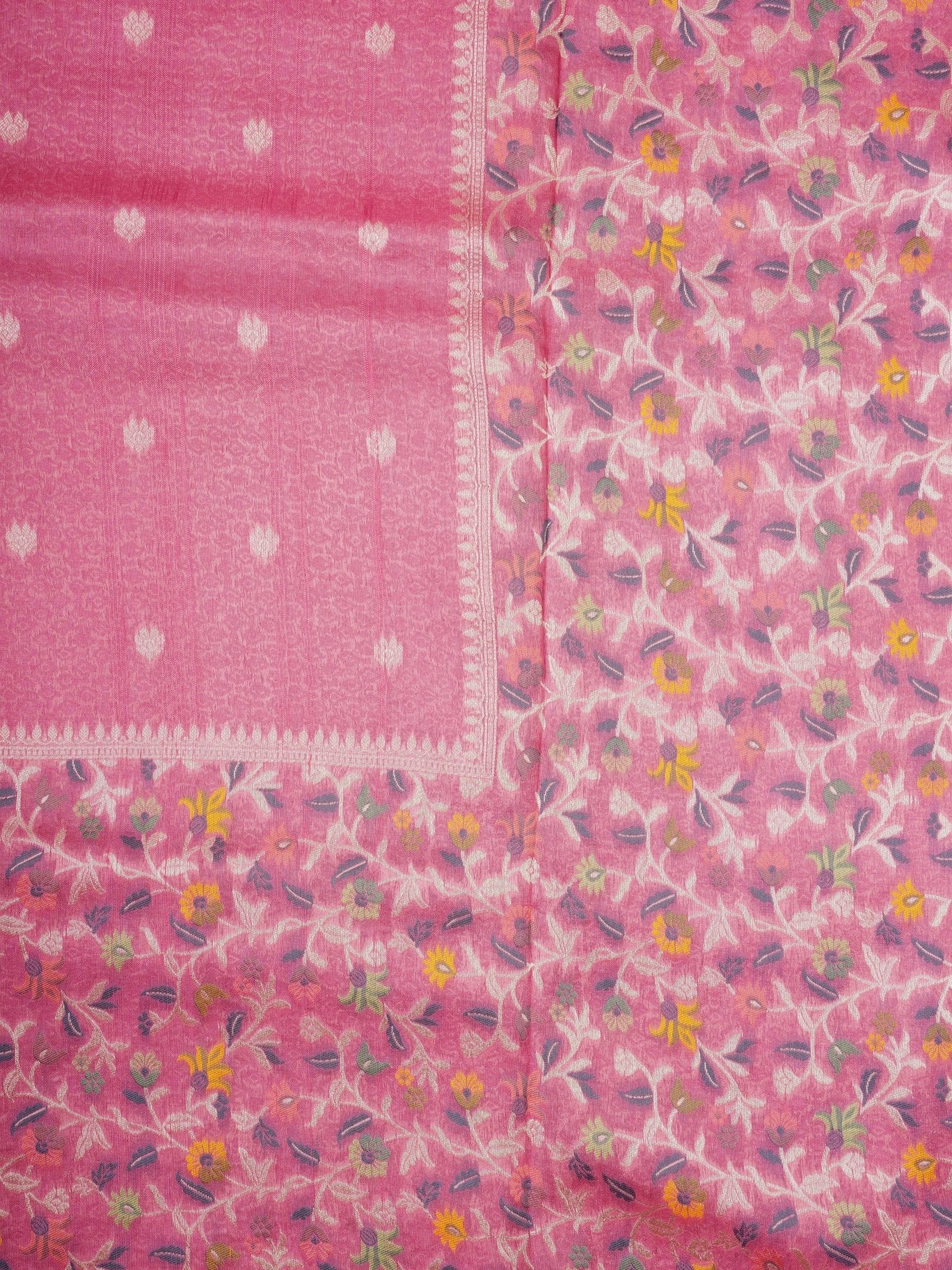 Georgette Pink Tussar Georgette - Manoranjitham Weaves - Handloom Store