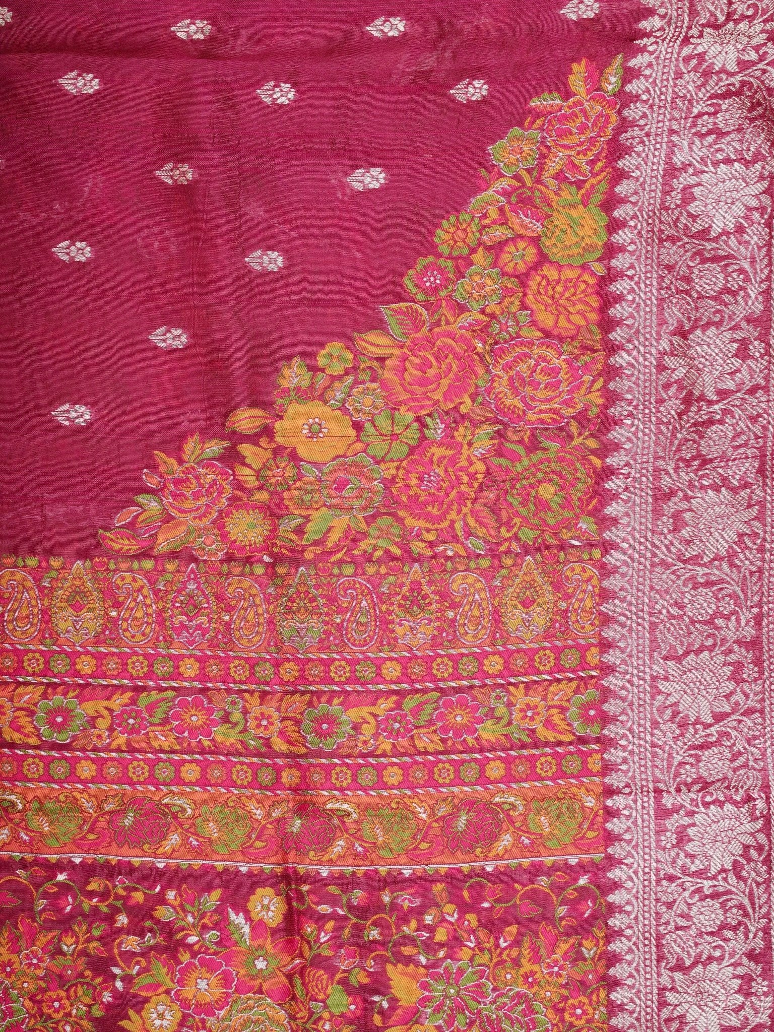 Georgette Maroon Tussar Georgette - Manoranjitham Weaves - Handloom Store