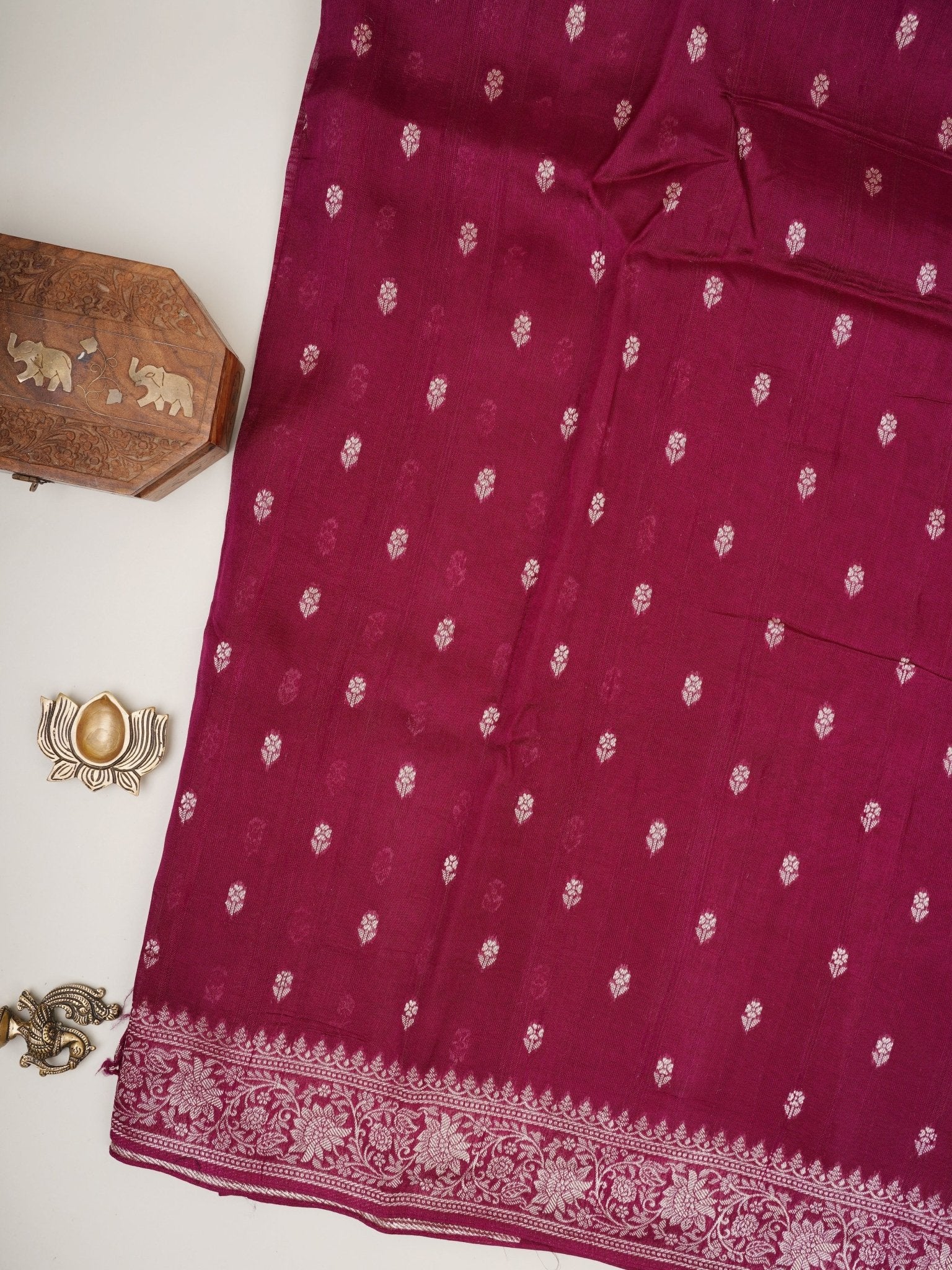 Georgette Maroon Tussar Georgette - Manoranjitham Weaves - Handloom Store