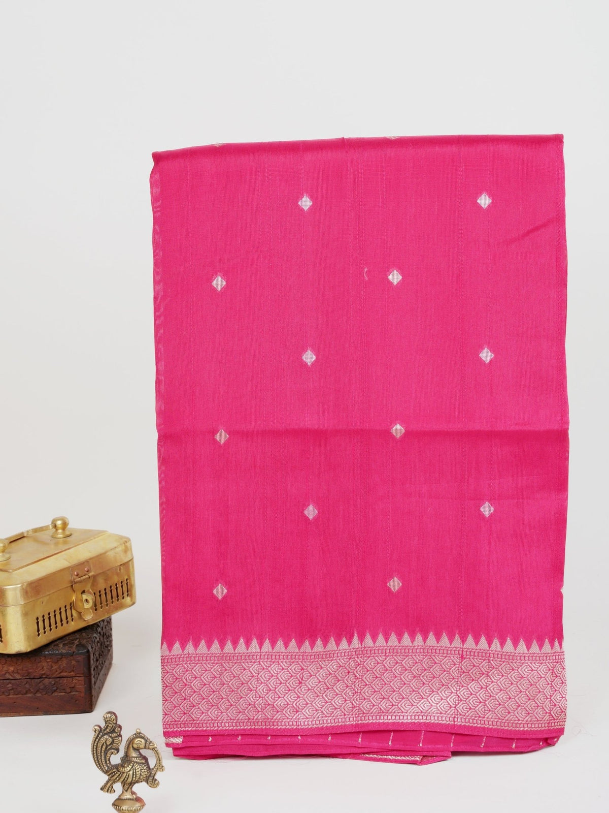Georgette Pink Tussar Georgette - Manoranjitham Weaves - Handloom Store