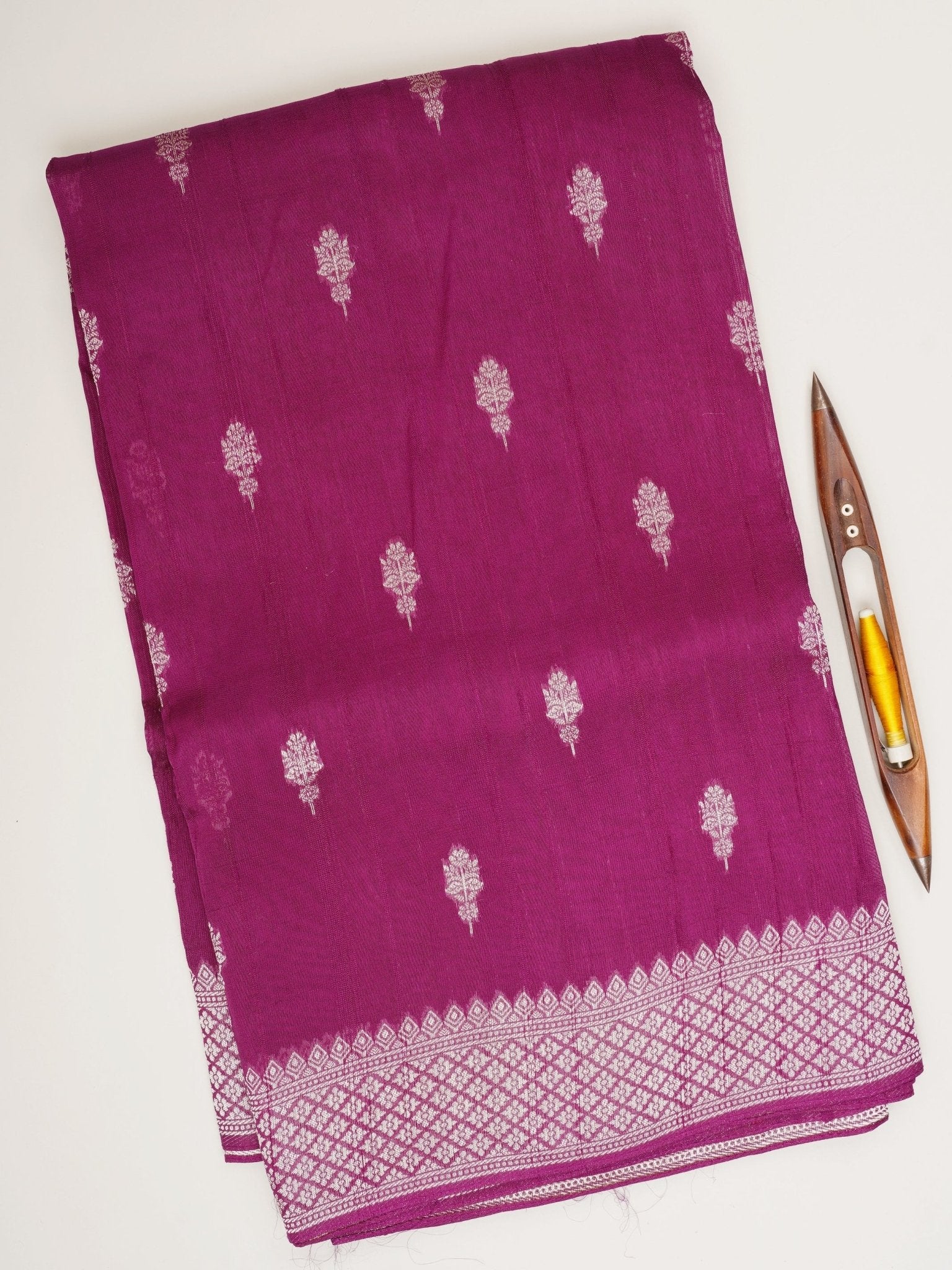 Georgette Magenta Pink Tussar Georgette - Manoranjitham Weaves - Handloom Store