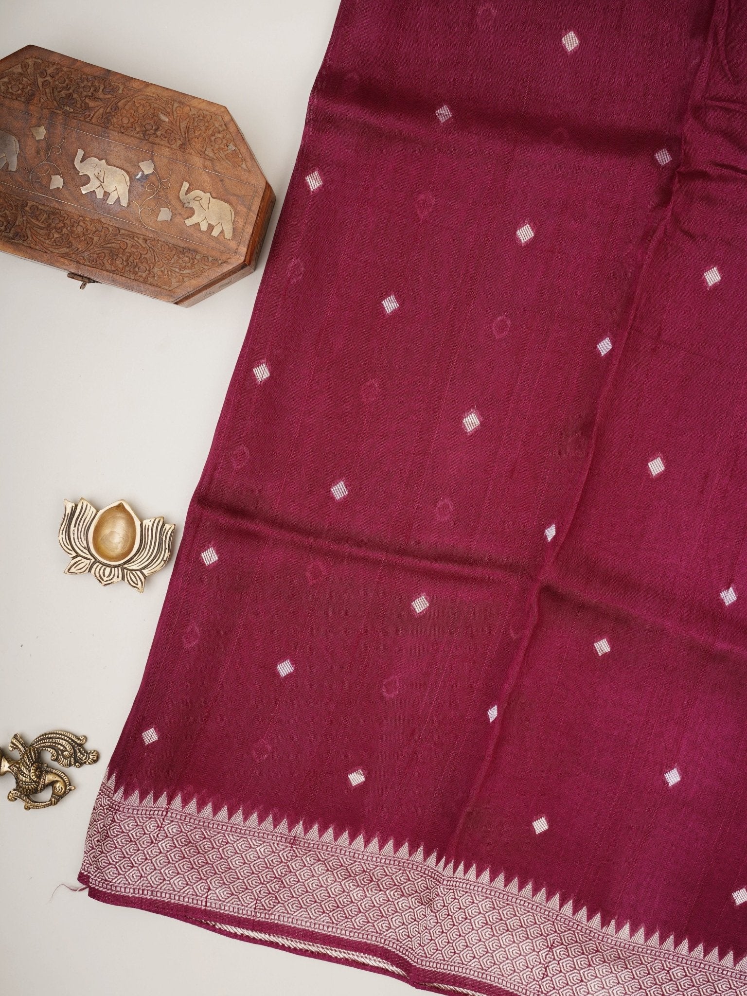 Georgette Maroon Tussar Georgette - Manoranjitham Weaves - Handloom Store