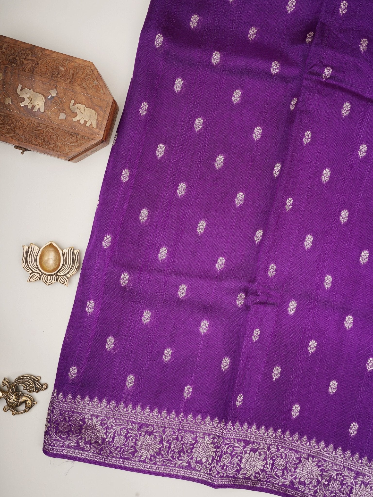 Georgette Purple Tussar Georgette - Manoranjitham Weaves - Handloom Store