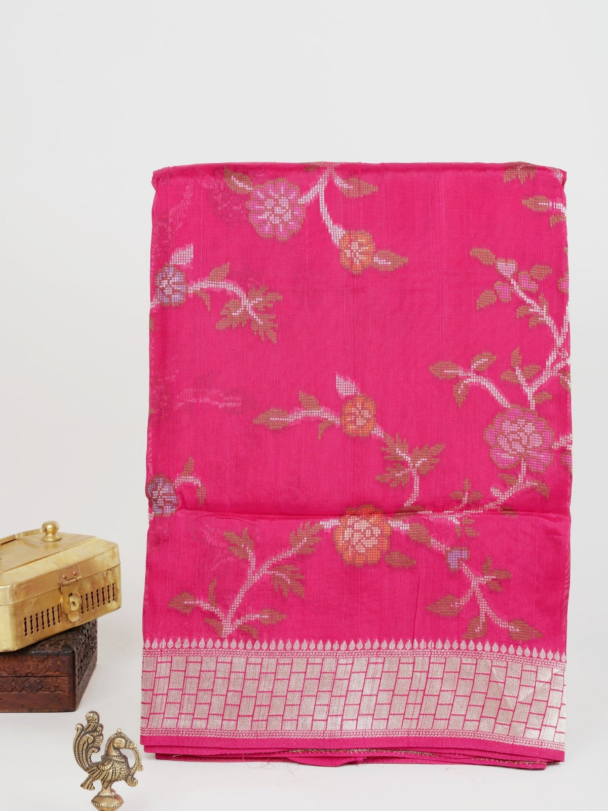 Georgette Pink Tussar Georgette - Manoranjitham Weaves - Handloom Store