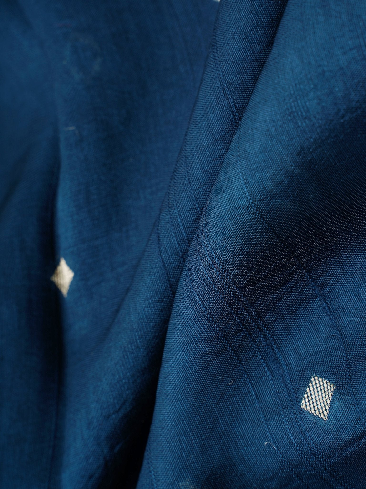 Georgette Peacock Blue Tussar Georgette - Manoranjitham Weaves - Handloom Store