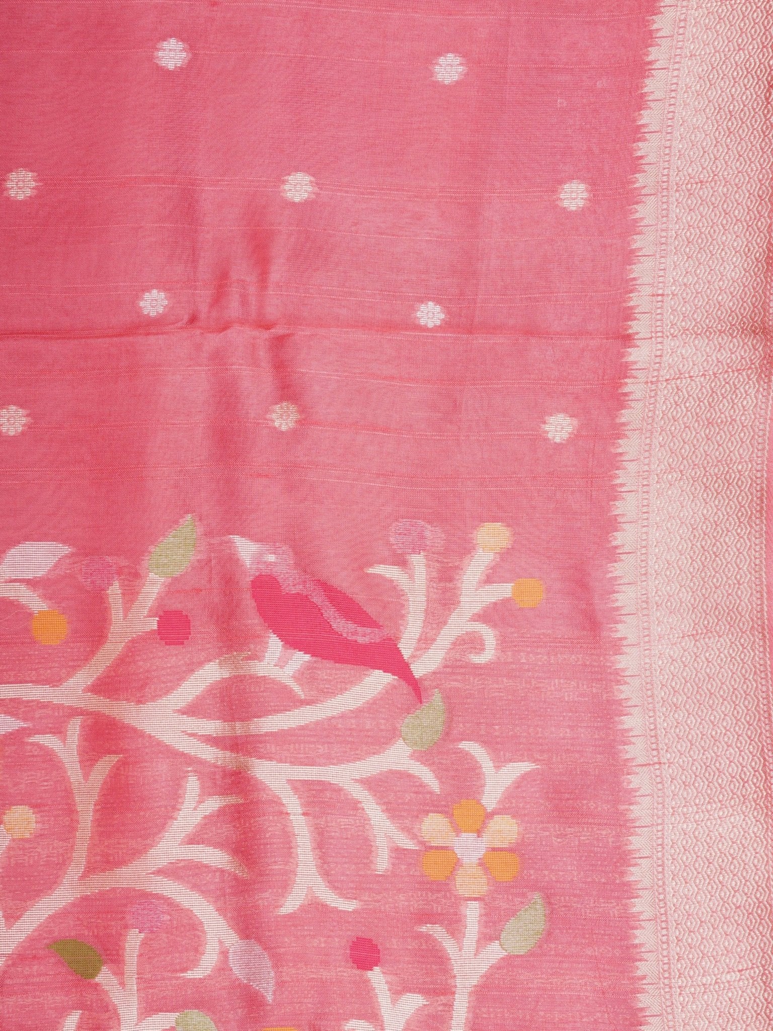 Georgette Pink Tussar Georgette - Manoranjitham Weaves - Handloom Store