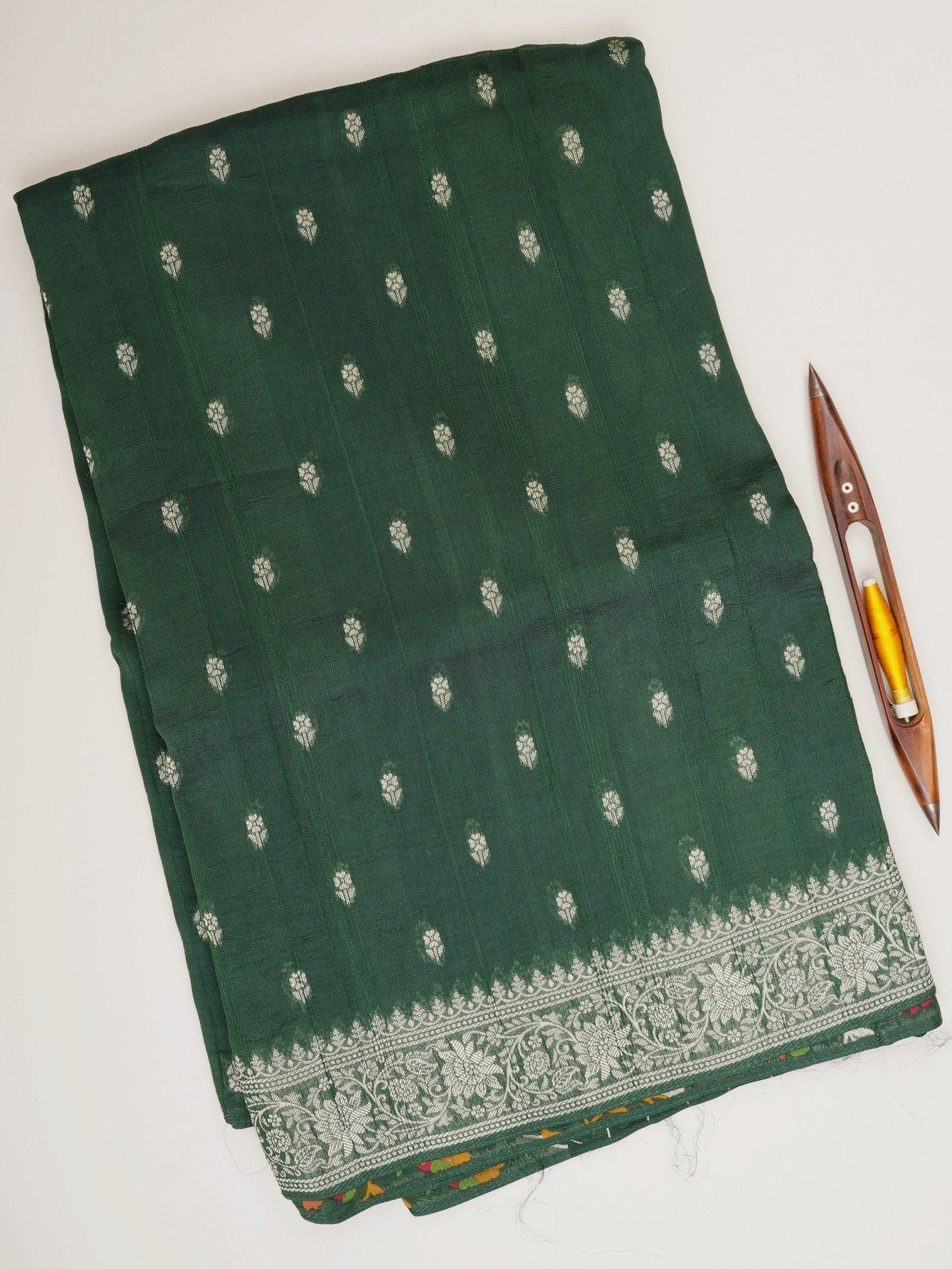 Georgette Green Tussar Georgette Manoranjitham Weaves - Handloom Store