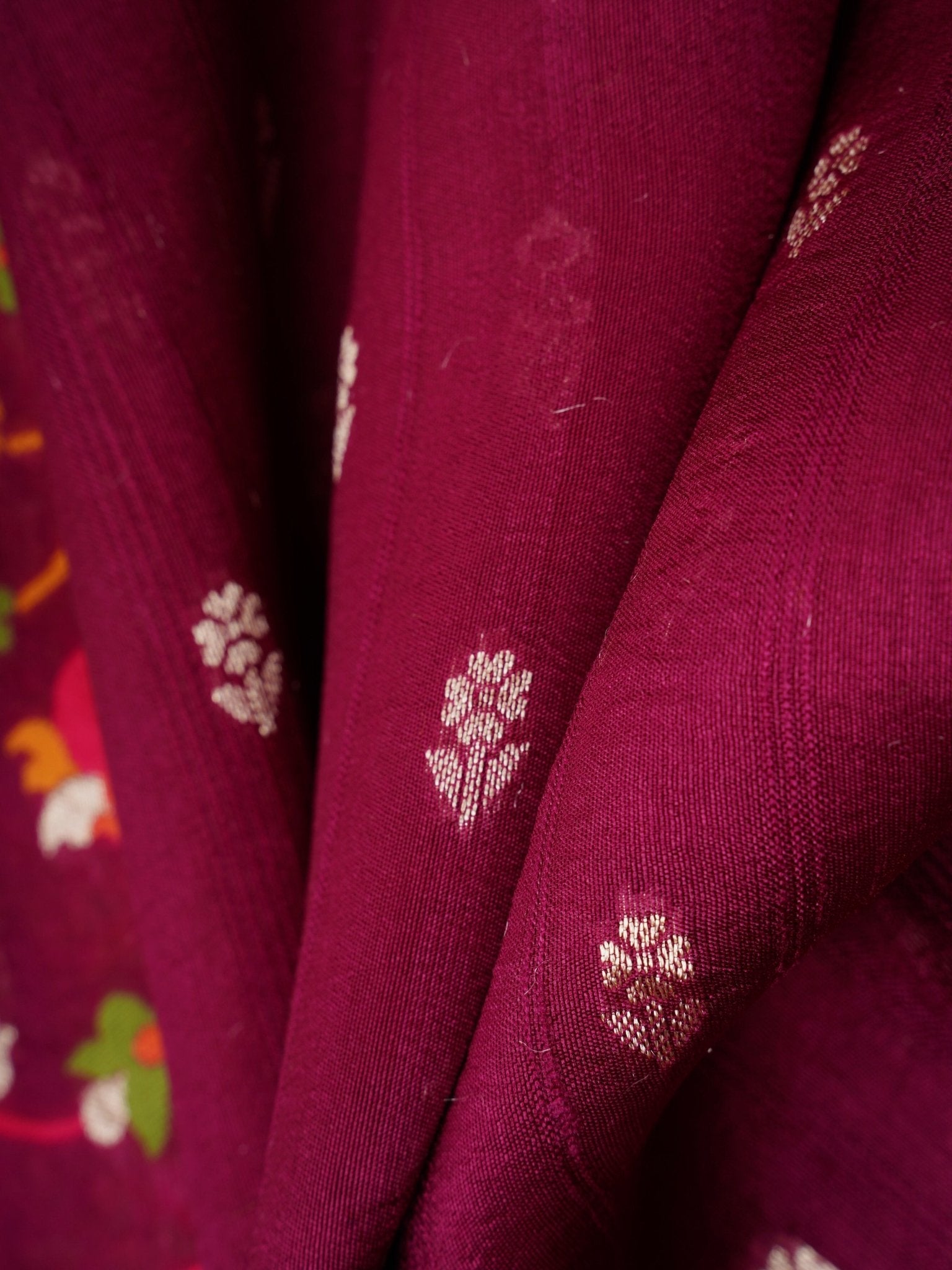 Georgette Maroon Tussar Georgette - Manoranjitham Weaves - Handloom Store