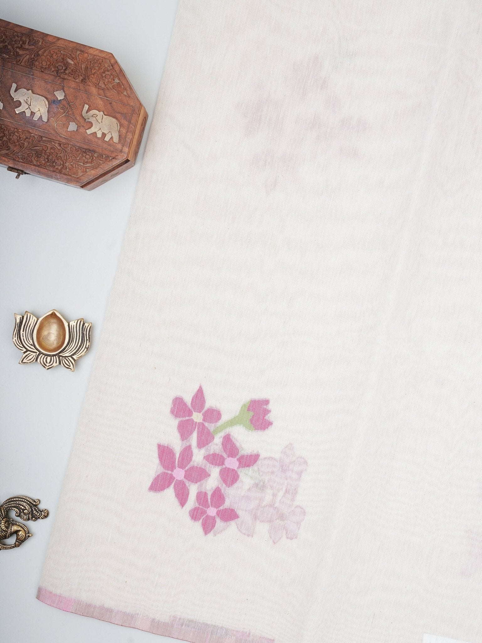 Cottons Cream Kora Cotton Manoranjitham Weaves - Handloom Store