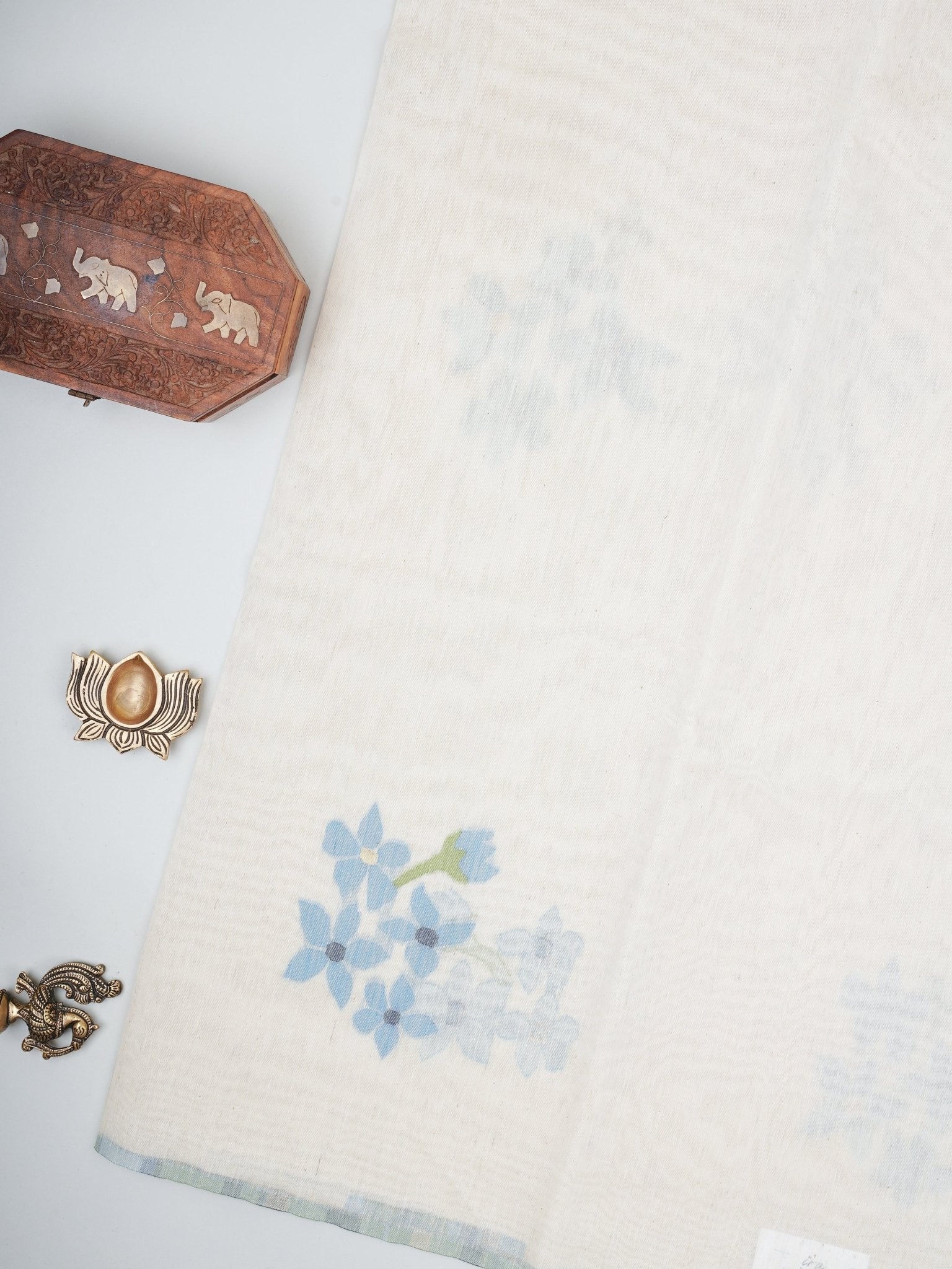 Cottons Cream Kora Cotton Manoranjitham Weaves - Handloom Store