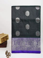 Venkatagiri Silk Bottle green 100% Pure Silk  Manoranjitham Weaves - Handloom Store