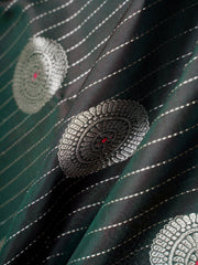 Venkatagiri Silk Bottle green 100% Pure Silk  Manoranjitham Weaves - Handloom Store