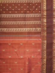 Kanchipuram Silk Peach 100% Pure Silk  Manoranjitham Weaves - Handloom Store