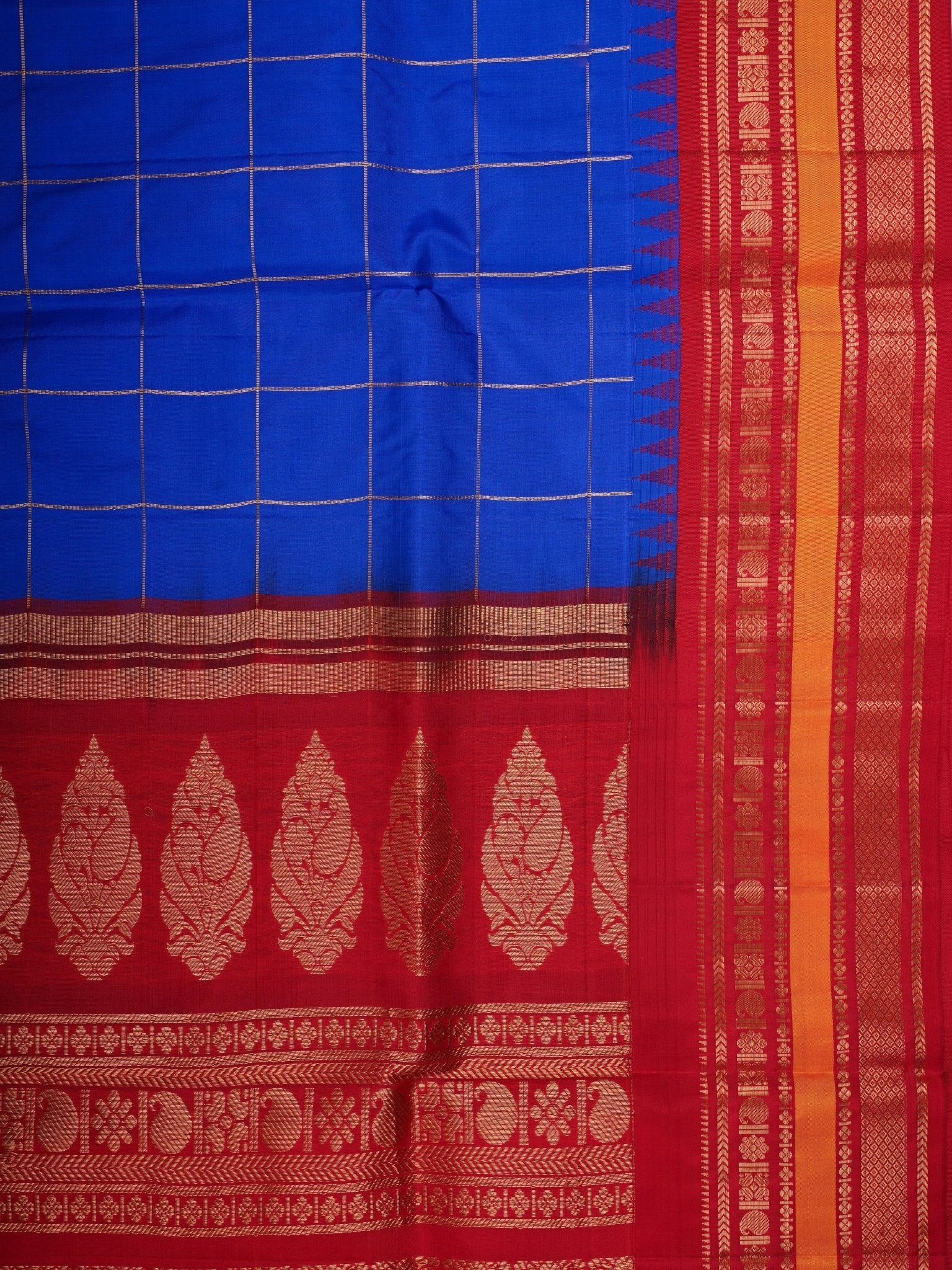 Gadwal Silk Blue 100% Pure Silk  Manoranjitham Weaves - Handloom Store