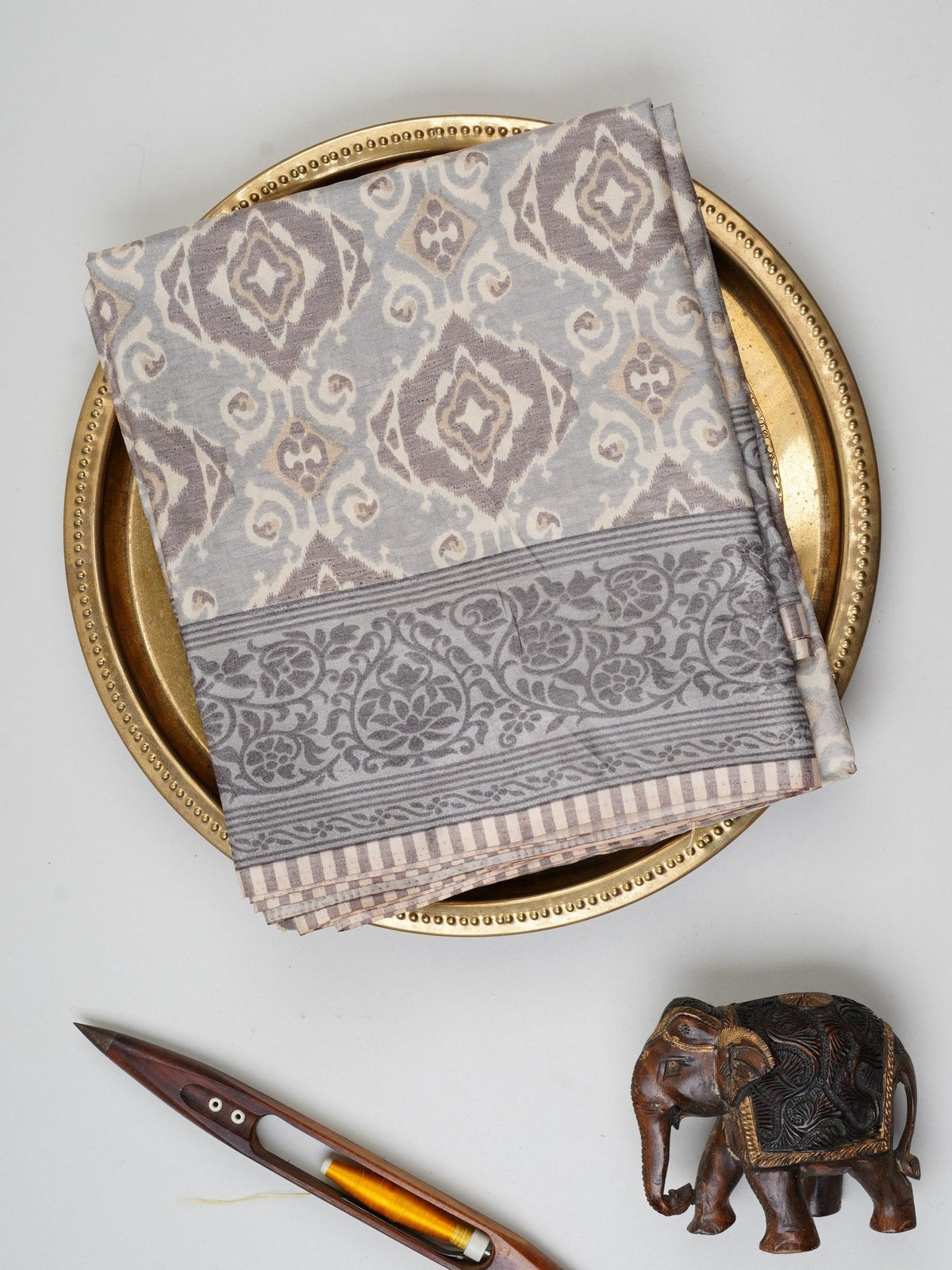 Satin Grey  Semi Mushru Manoranjitham Weaves - Handloom Store