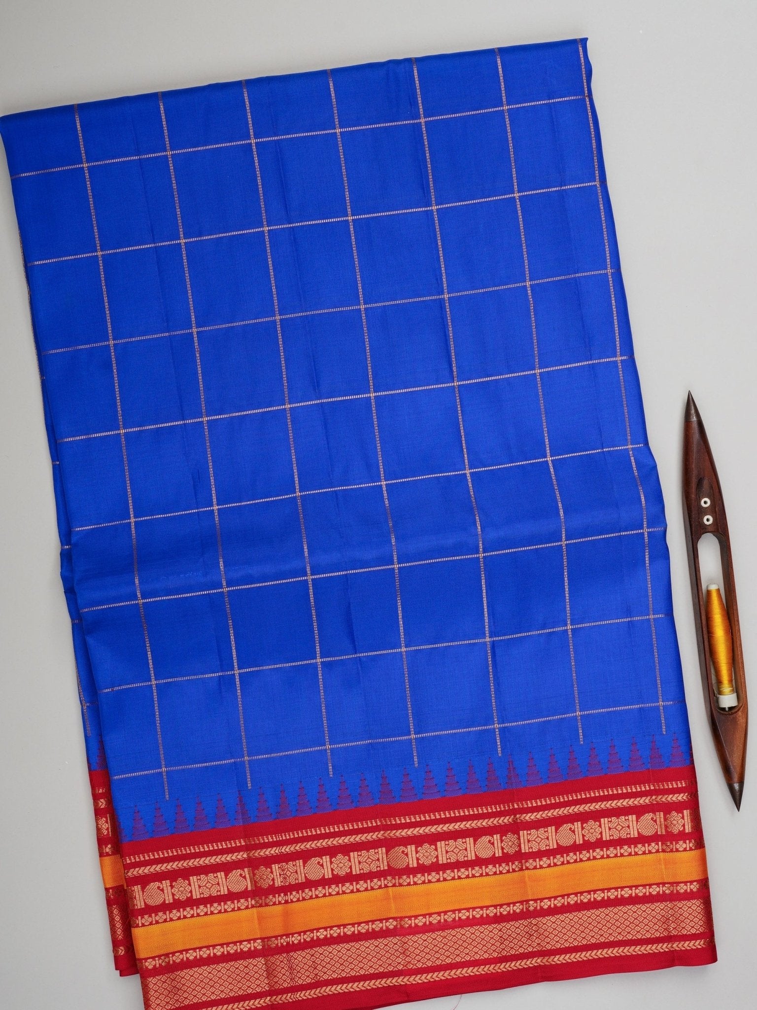 Gadwal Silk Blue 100% Pure Silk  Manoranjitham Weaves - Handloom Store