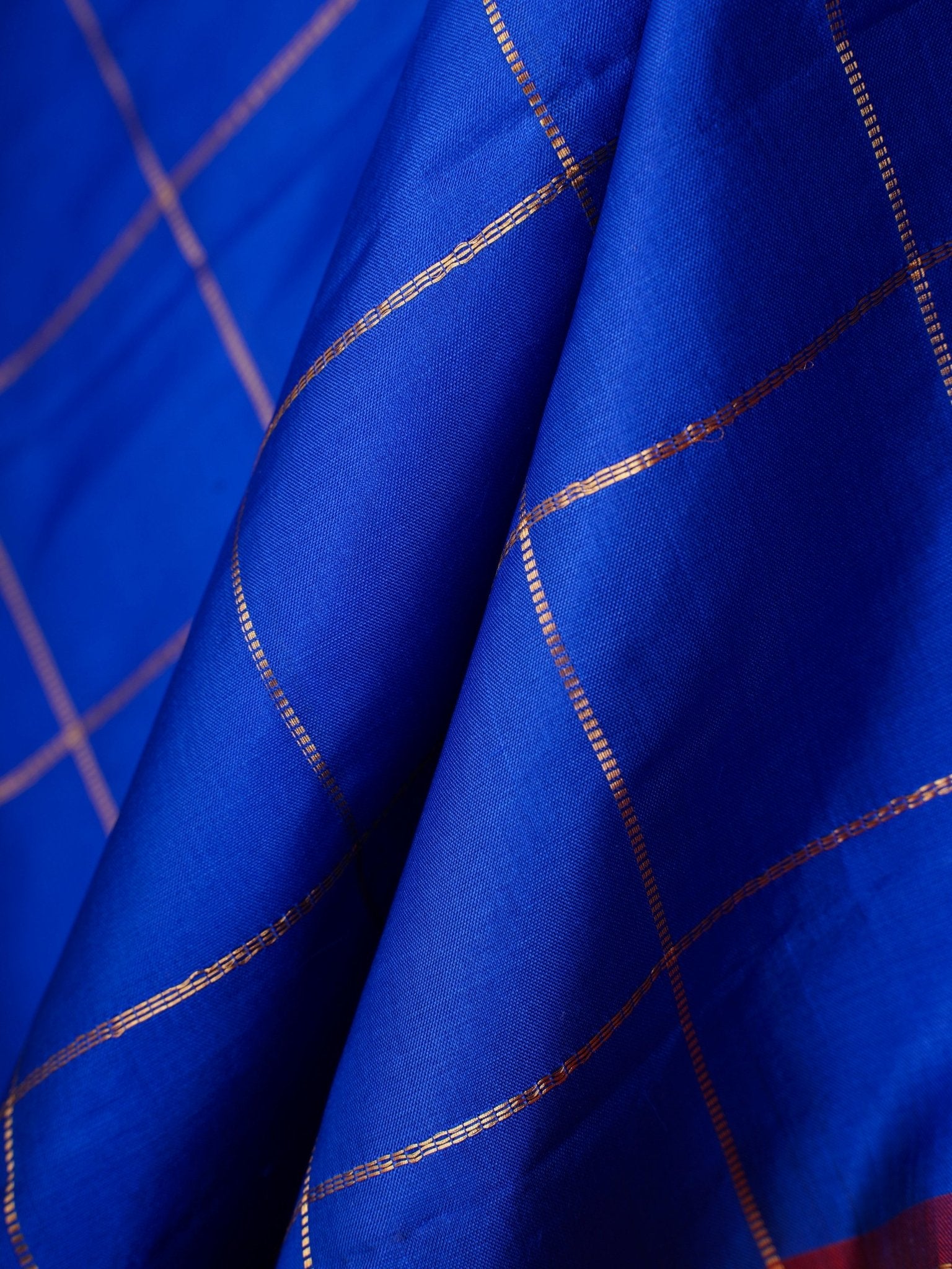 Gadwal Silk Blue 100% Pure Silk  Manoranjitham Weaves - Handloom Store
