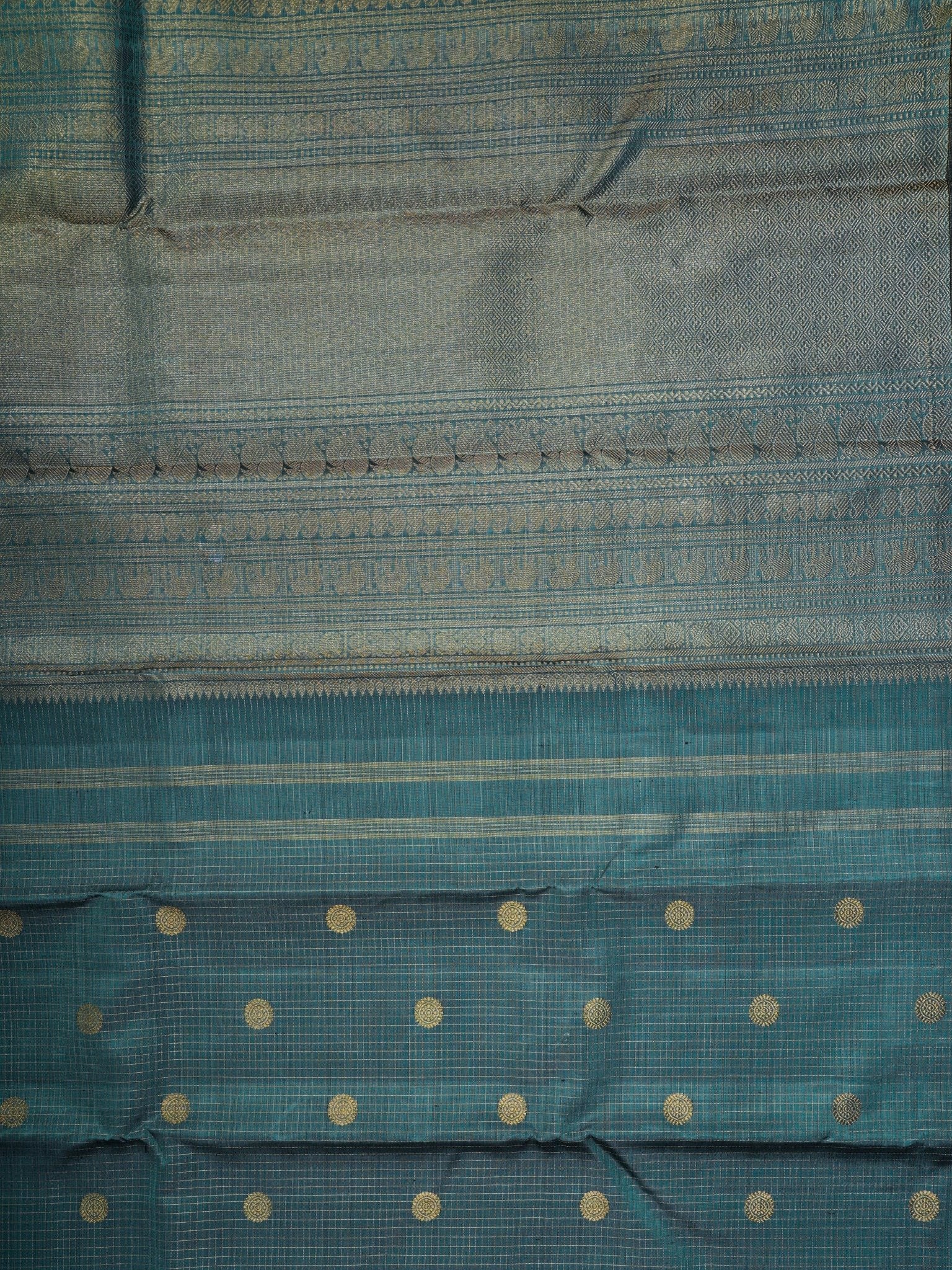 Kanchipuram Silk Green 100% Pure Silk  - Manoranjitham Weaves - Handloom Store