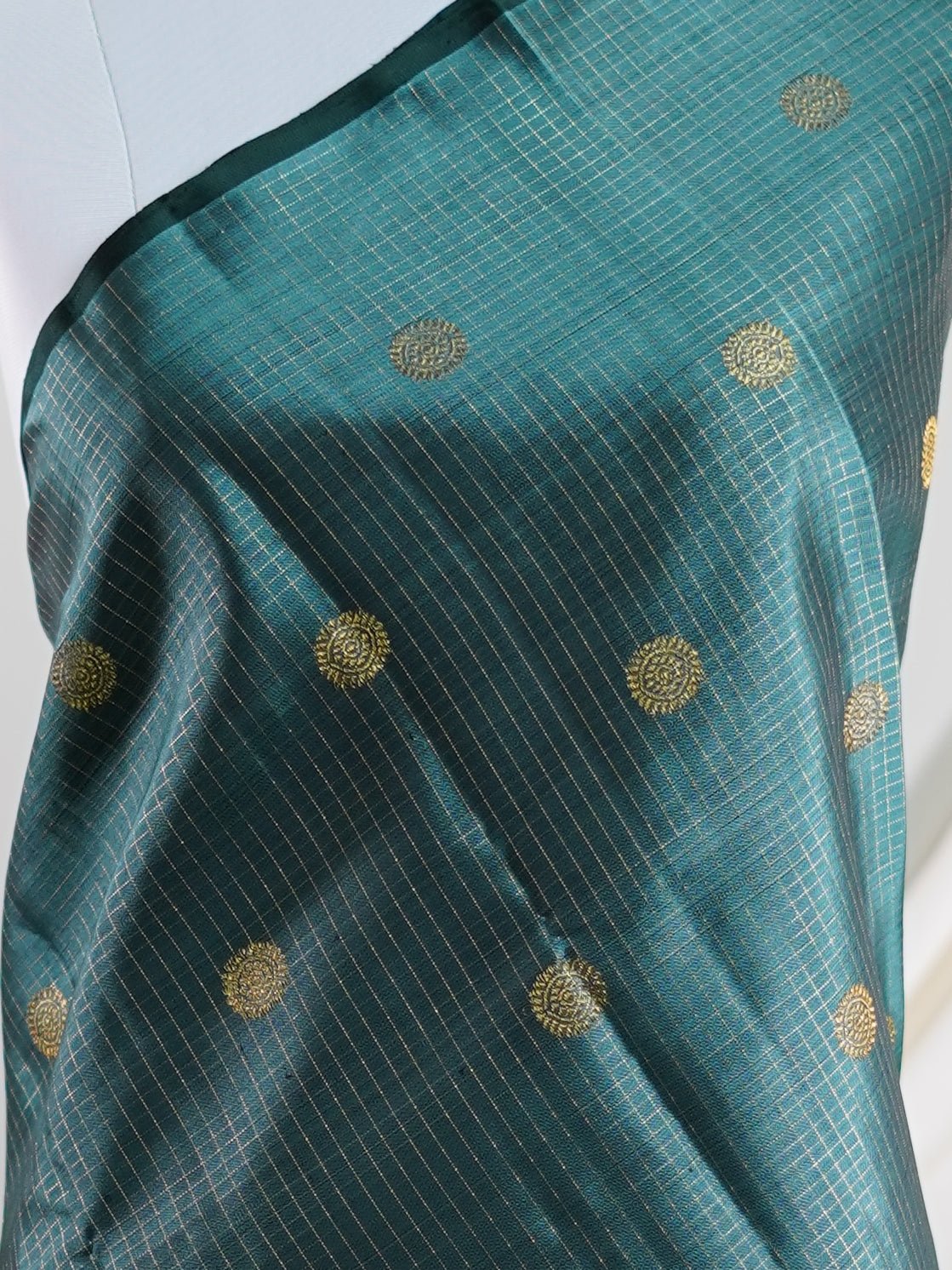 Kanchipuram Silk Green 100% Pure Silk  - Manoranjitham Weaves - Handloom Store
