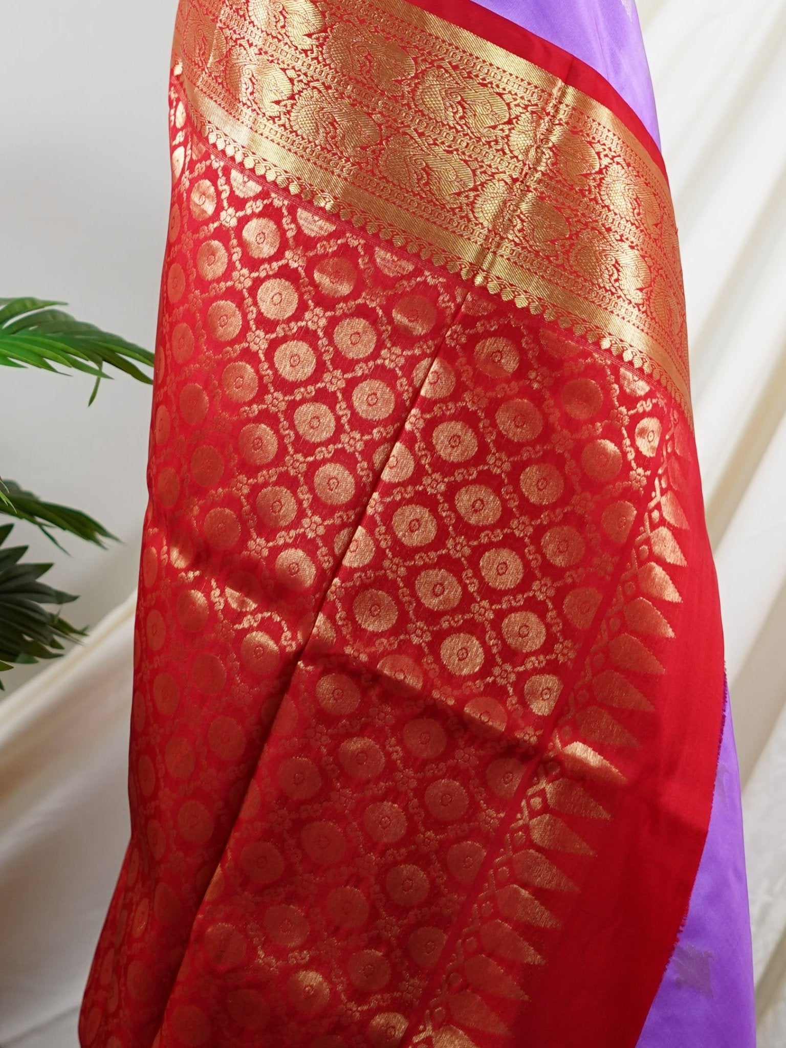 Venkatagiri Silk Purple 100% Pure Silk  - Manoranjitham Weaves - Handloom Store