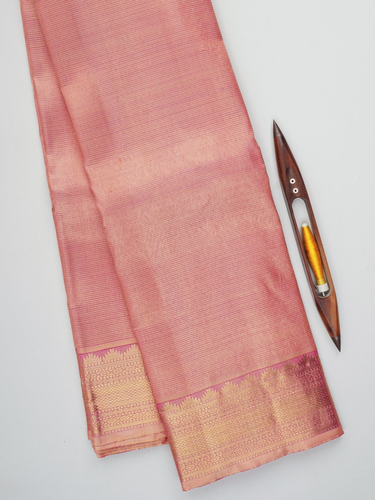 Kanchipuram Silk Peach 100% Pure Silk  Manoranjitham Weaves - Handloom Store