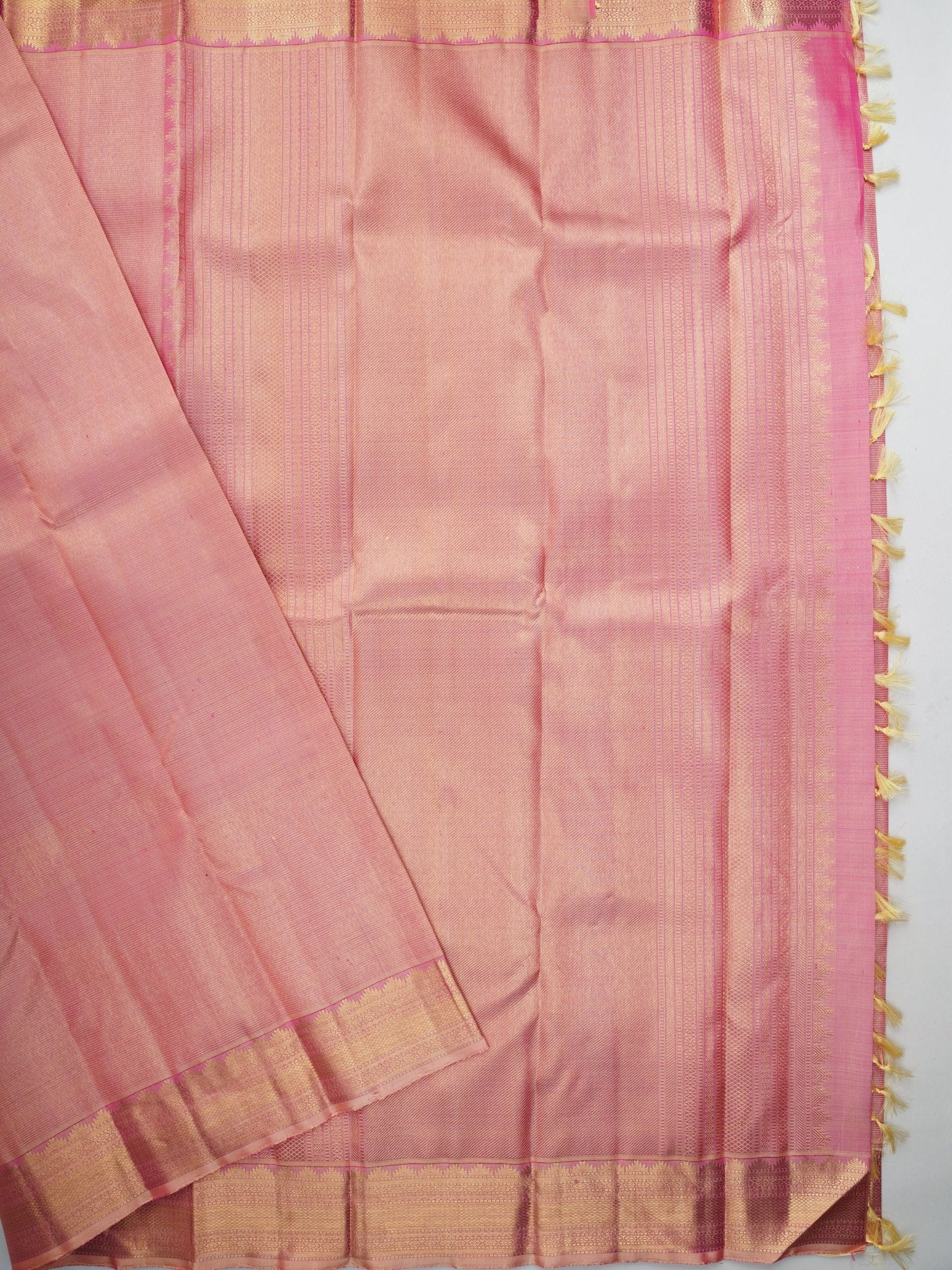 Kanchipuram Silk Peach 100% Pure Silk  Manoranjitham Weaves - Handloom Store