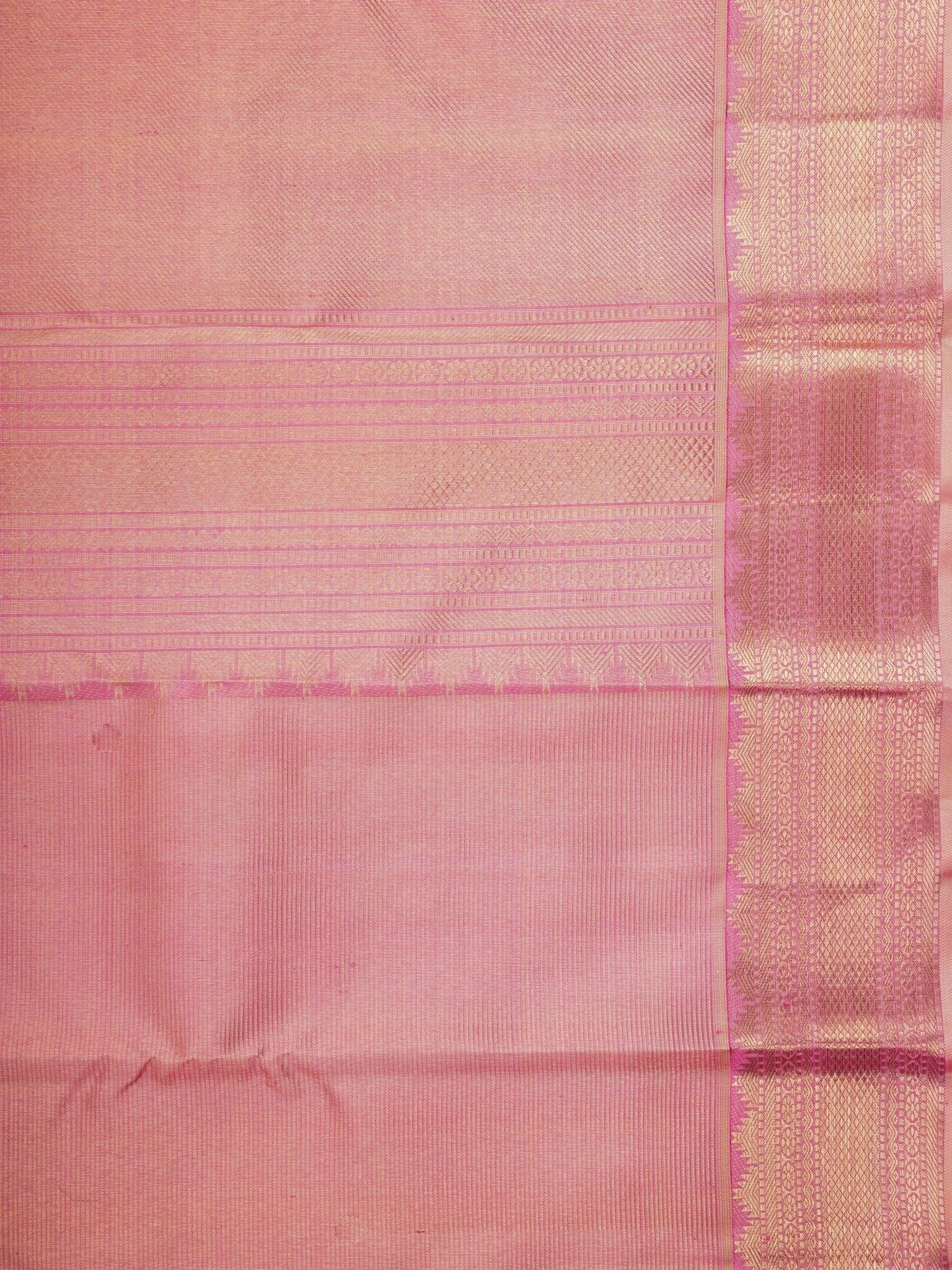 Kanchipuram Silk Peach 100% Pure Silk  Manoranjitham Weaves - Handloom Store