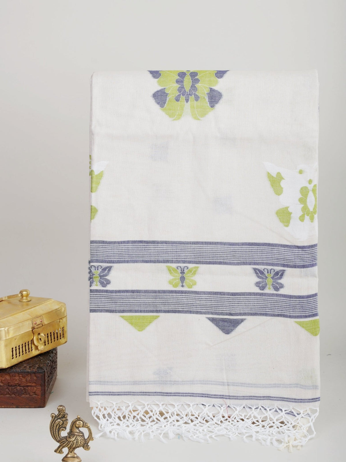 Cotton White 100% Pure Cotton Manoranjitham Weaves - Handloom Store