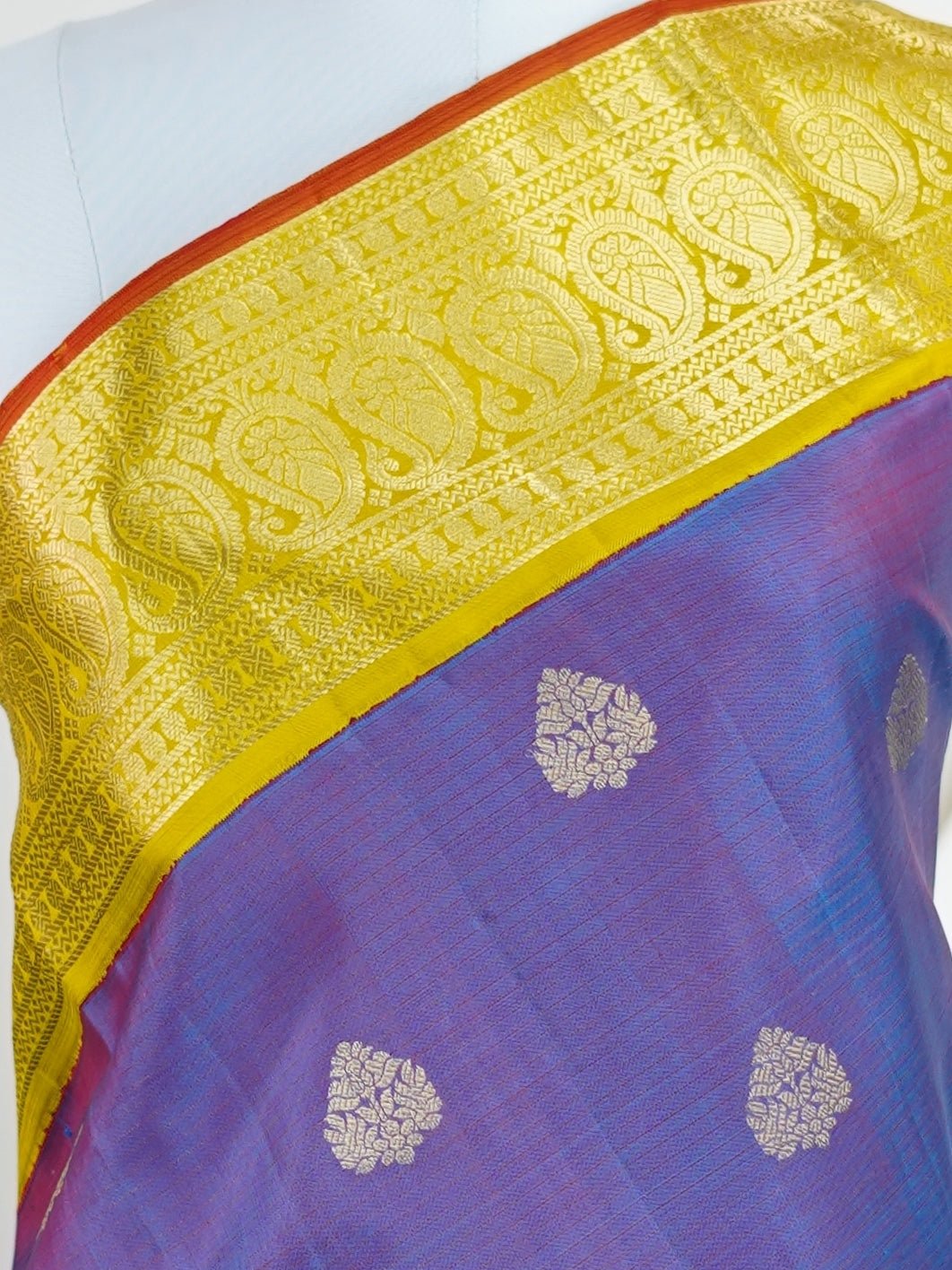 Gadwal Silk Peacock Blue 100% Pure Silk  - Manoranjitham Weaves - Handloom Store