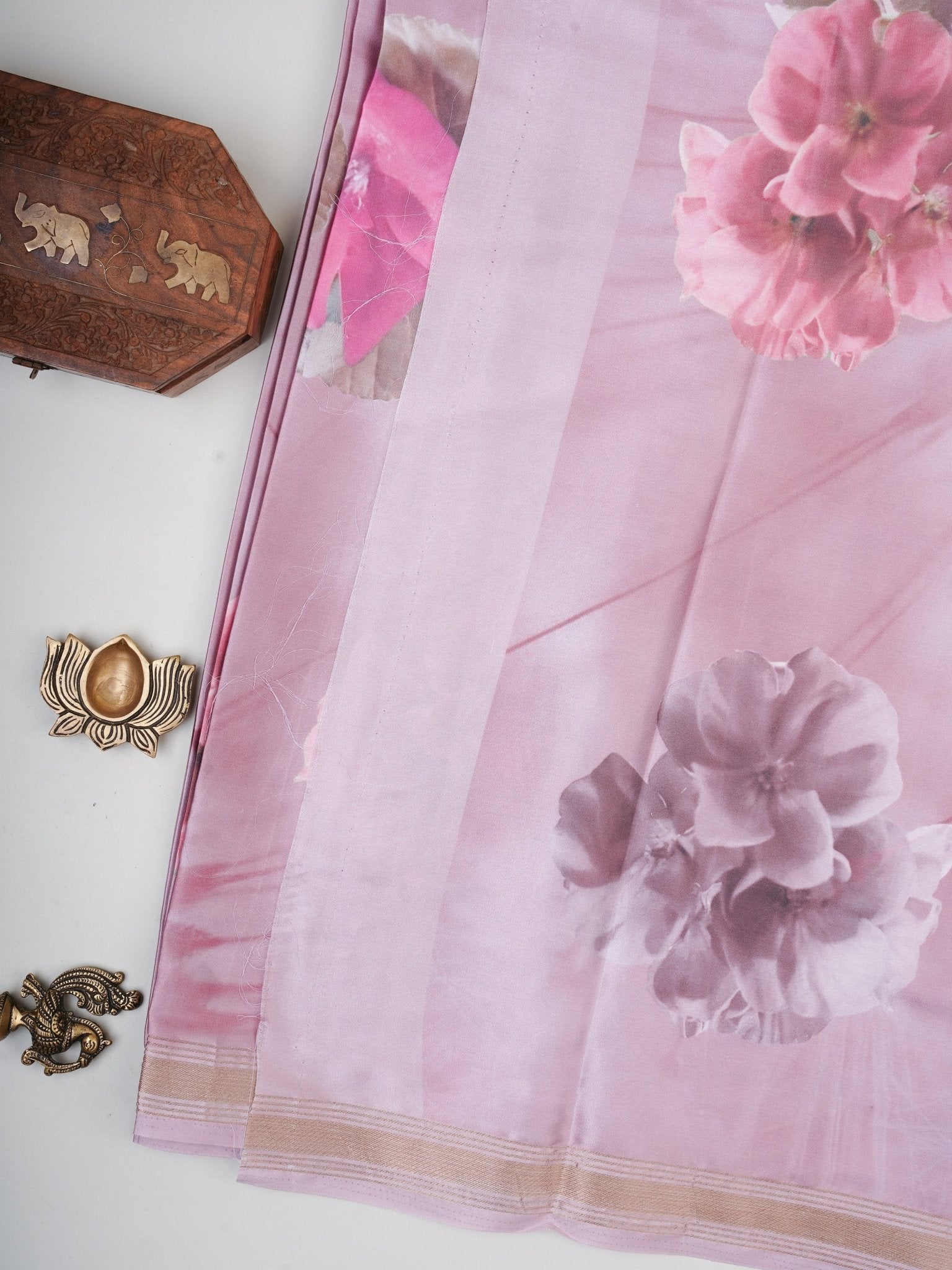 Mushru Peach Semi Mushru Manoranjitham Weaves - Handloom Store