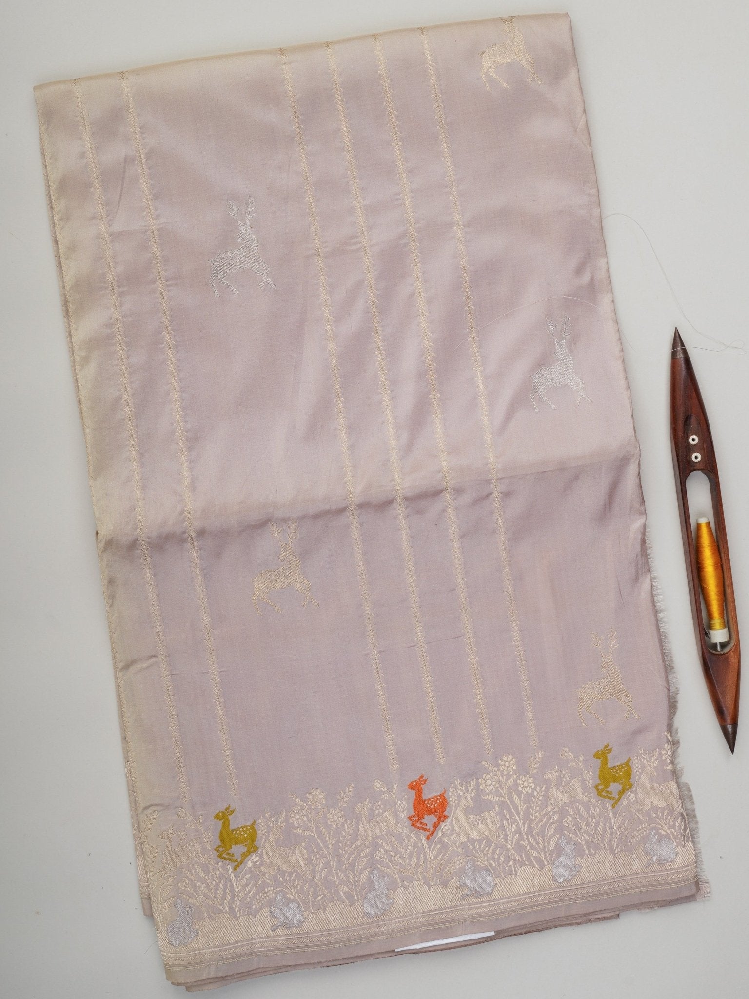 Katan Light Mauve 100% Pure Katan Silk Manoranjitham Weaves - Handloom Store