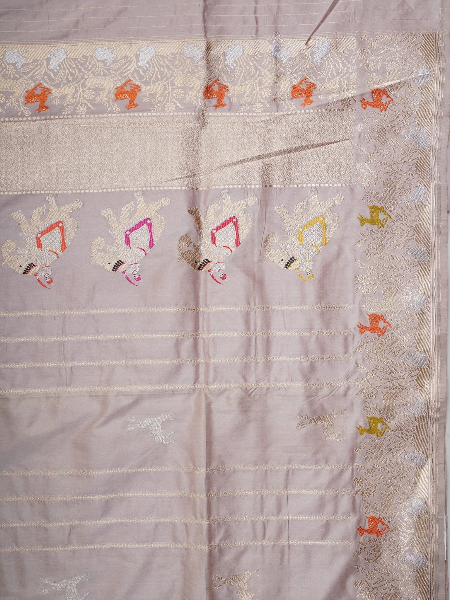 Katan Light Mauve 100% Pure Katan Silk Manoranjitham Weaves - Handloom Store