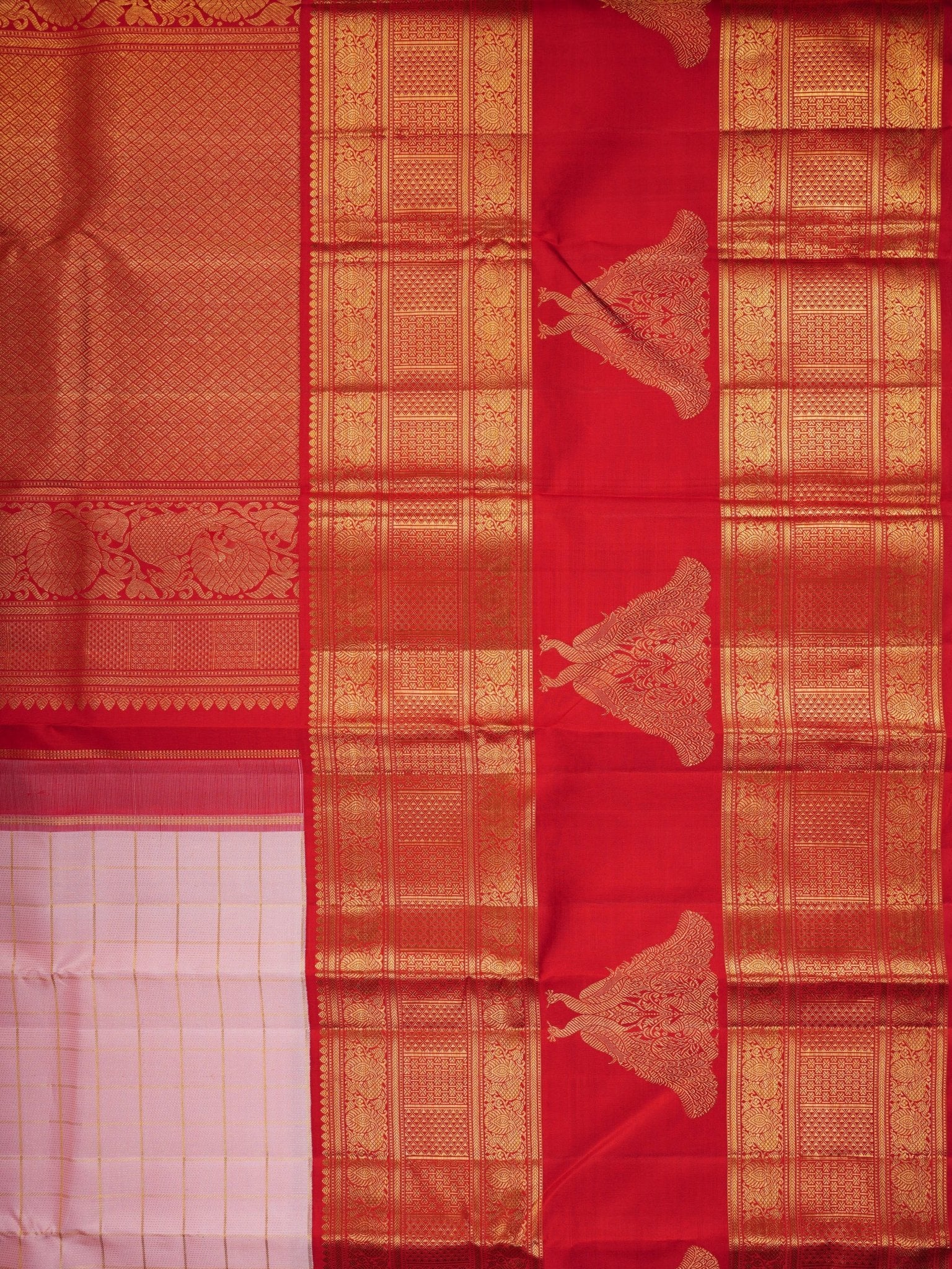 Kanchipuram Silk Red 100% Pure Silk  - Manoranjitham Weaves - Handloom Store