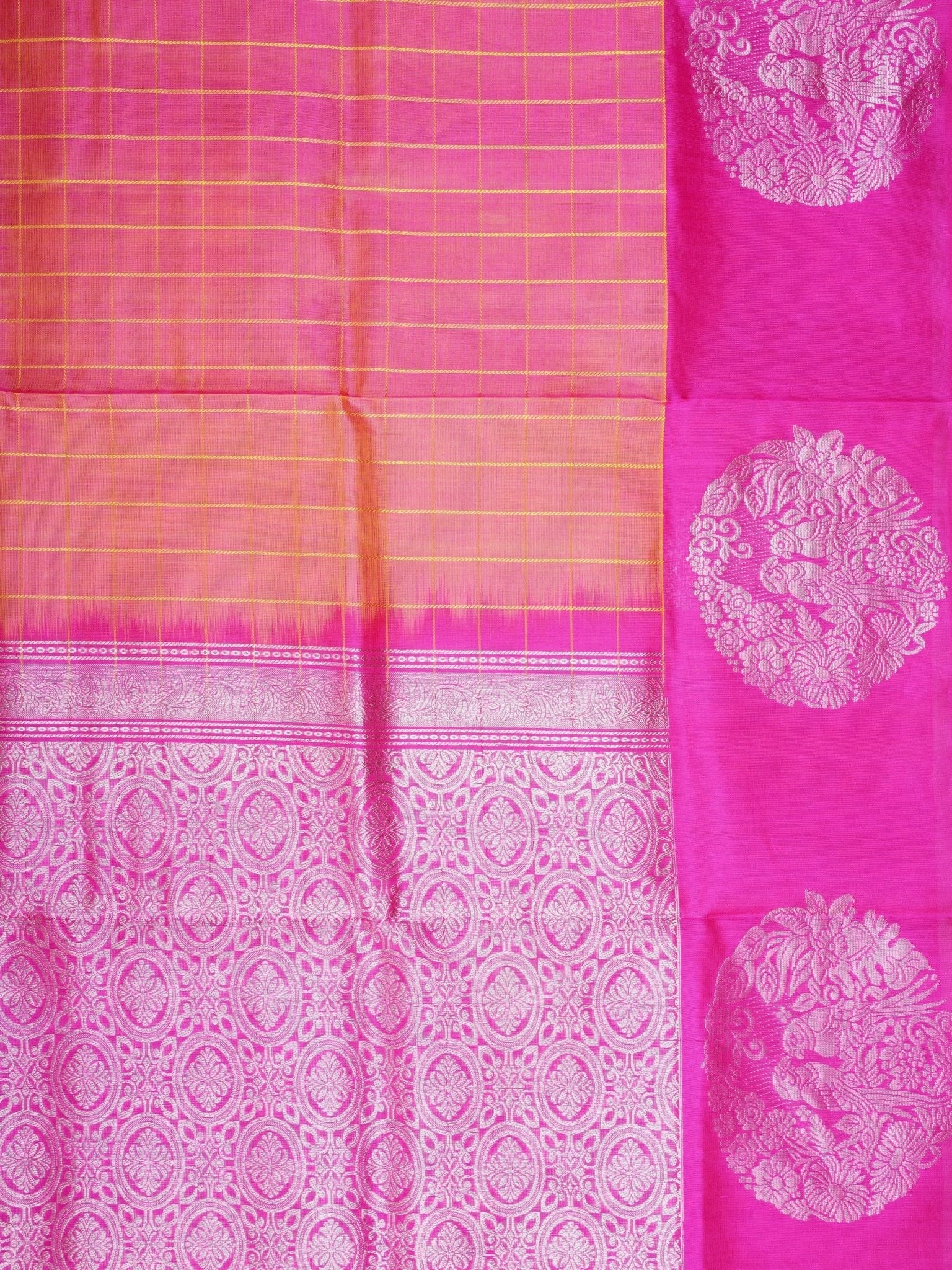 Venkatagiri Silk Orange  100% Pure Silk  - Manoranjitham Weaves - Handloom Store