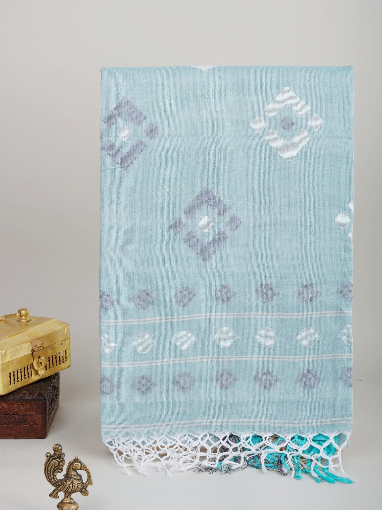 Cotton Blue 100% Pure Cotton Manoranjitham Weaves - Handloom Store