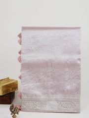 Net Baby Pink Semi Crush Tissue Manoranjitham Weaves - Handloom Store