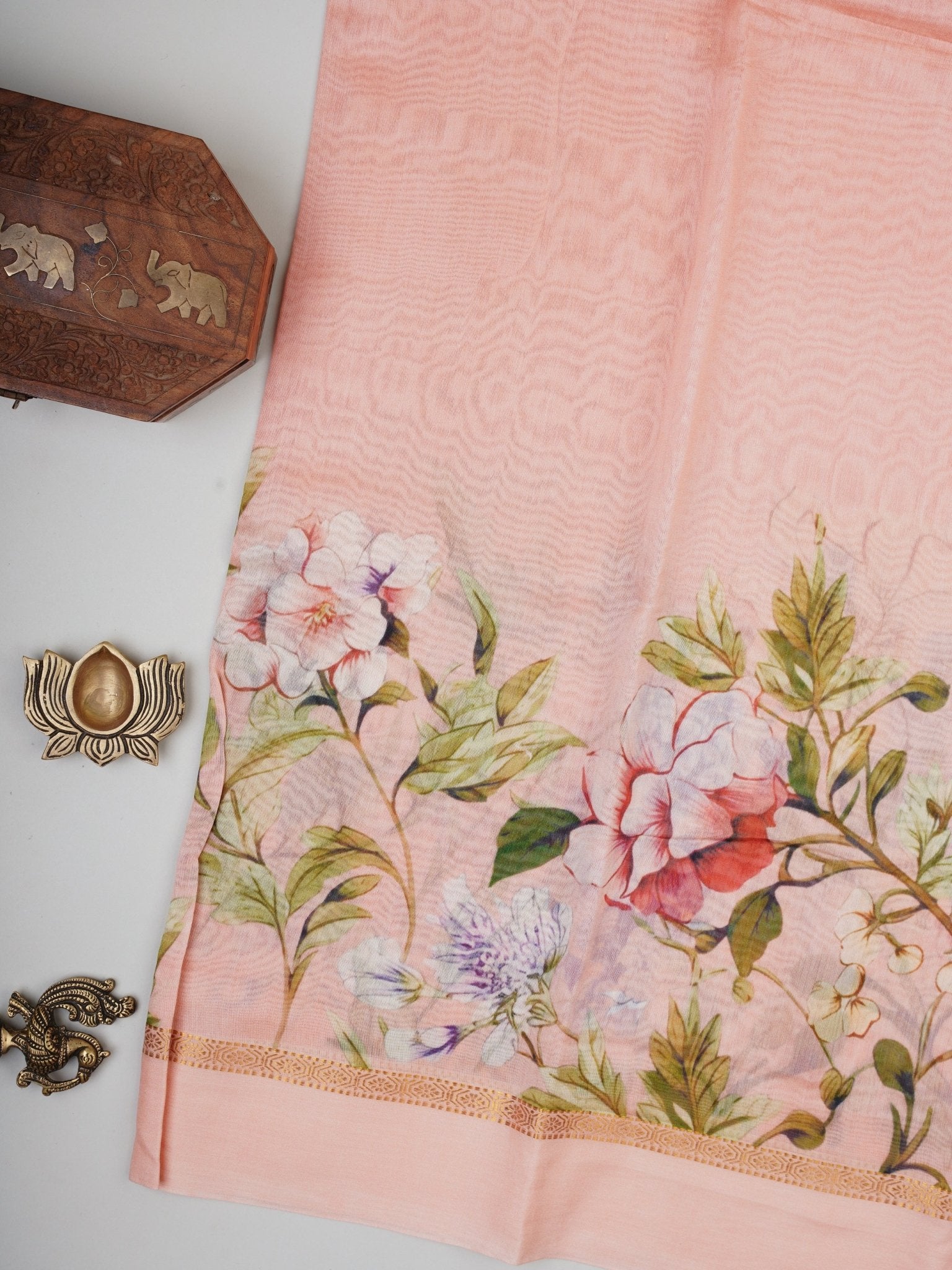 Cotton Peach Silk Cotton Manoranjitham Weaves - Handloom Store